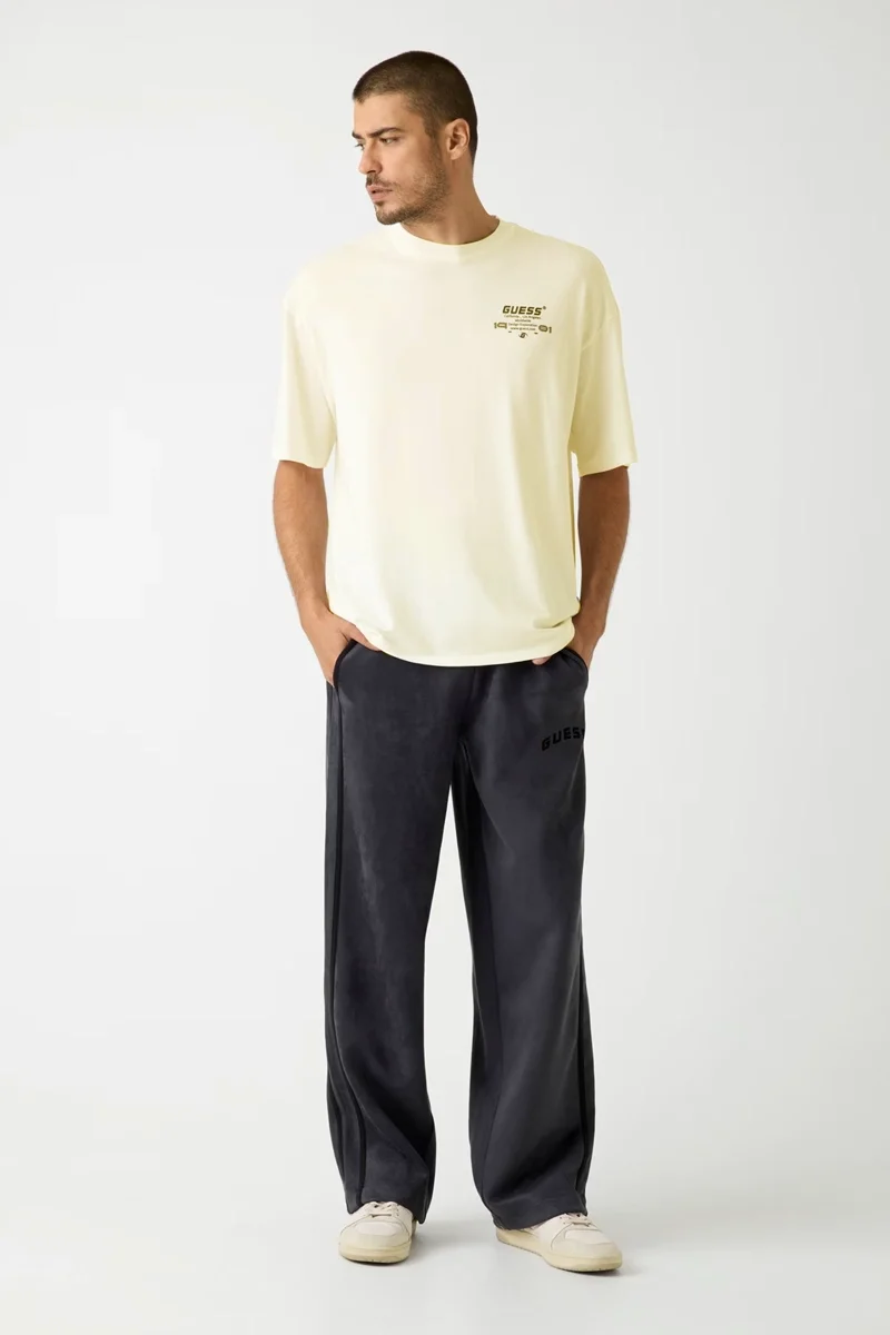 Guess Eldrin Erkek Bej Aktif Modal Karışımlı Oversize Fit T-Shirt Z5BI01JR06K-G9D0