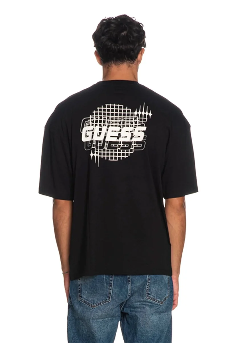 Guess Eldrin Erkek Siyah Aktif Modal Karışımlı Oversize Fit T-Shirt Z5BI01JR06K-JBLK