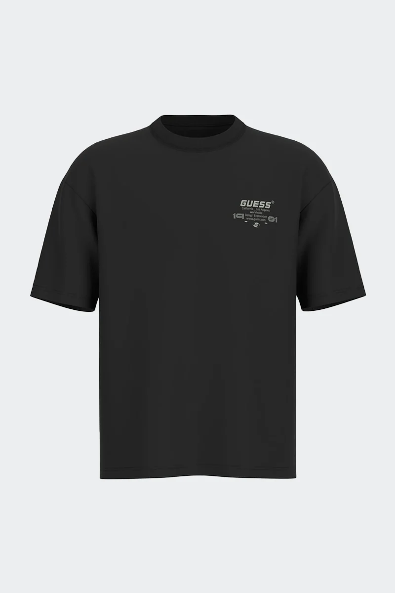 Guess Eldrin Erkek Siyah Aktif Modal Karışımlı Oversize Fit T-Shirt Z5BI01JR06K-JBLK