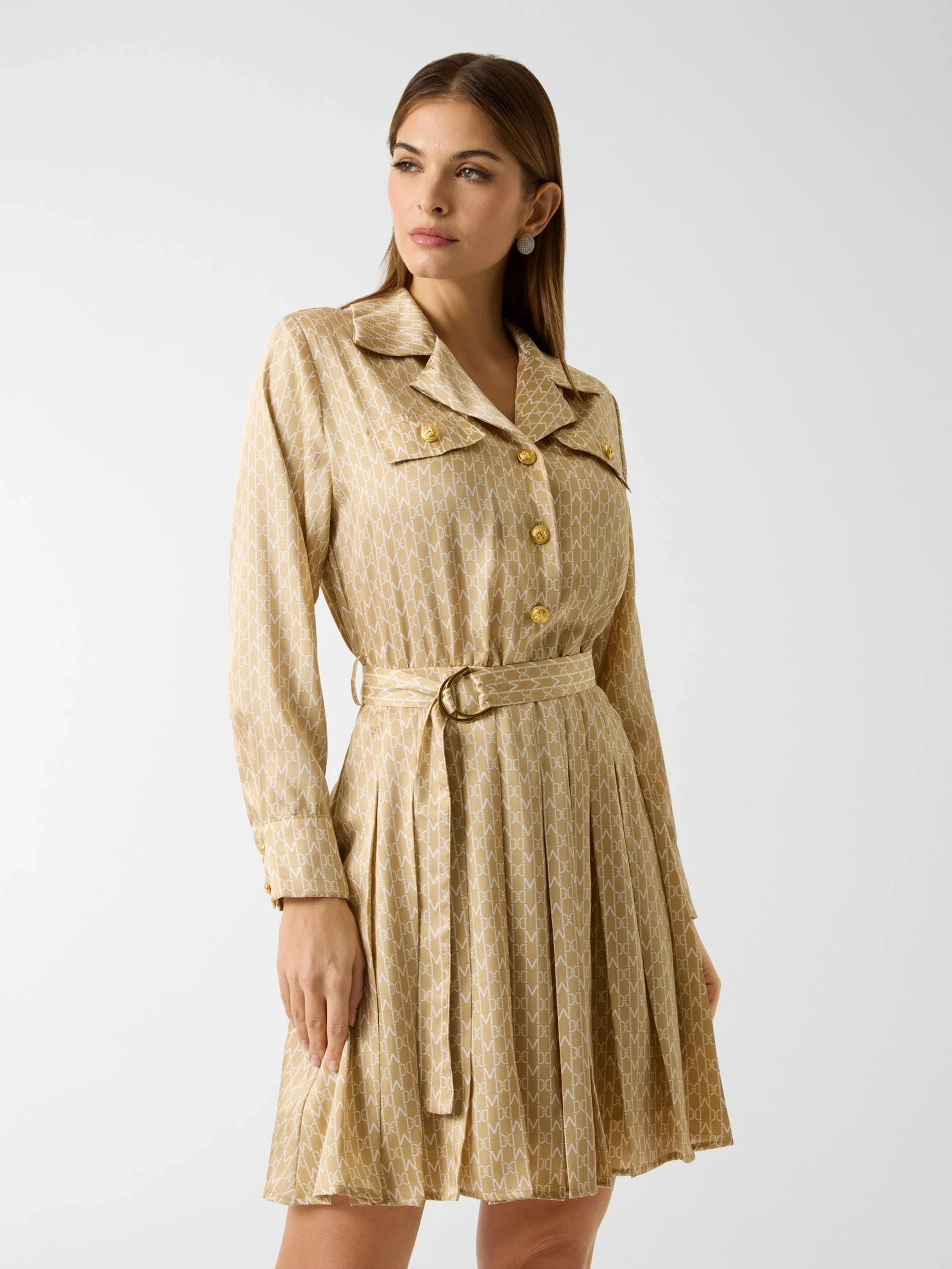 Guess Elida Pileli Uzun Kollu Kadın Çok Renkli Elbise 6RGK307435A-PM7B