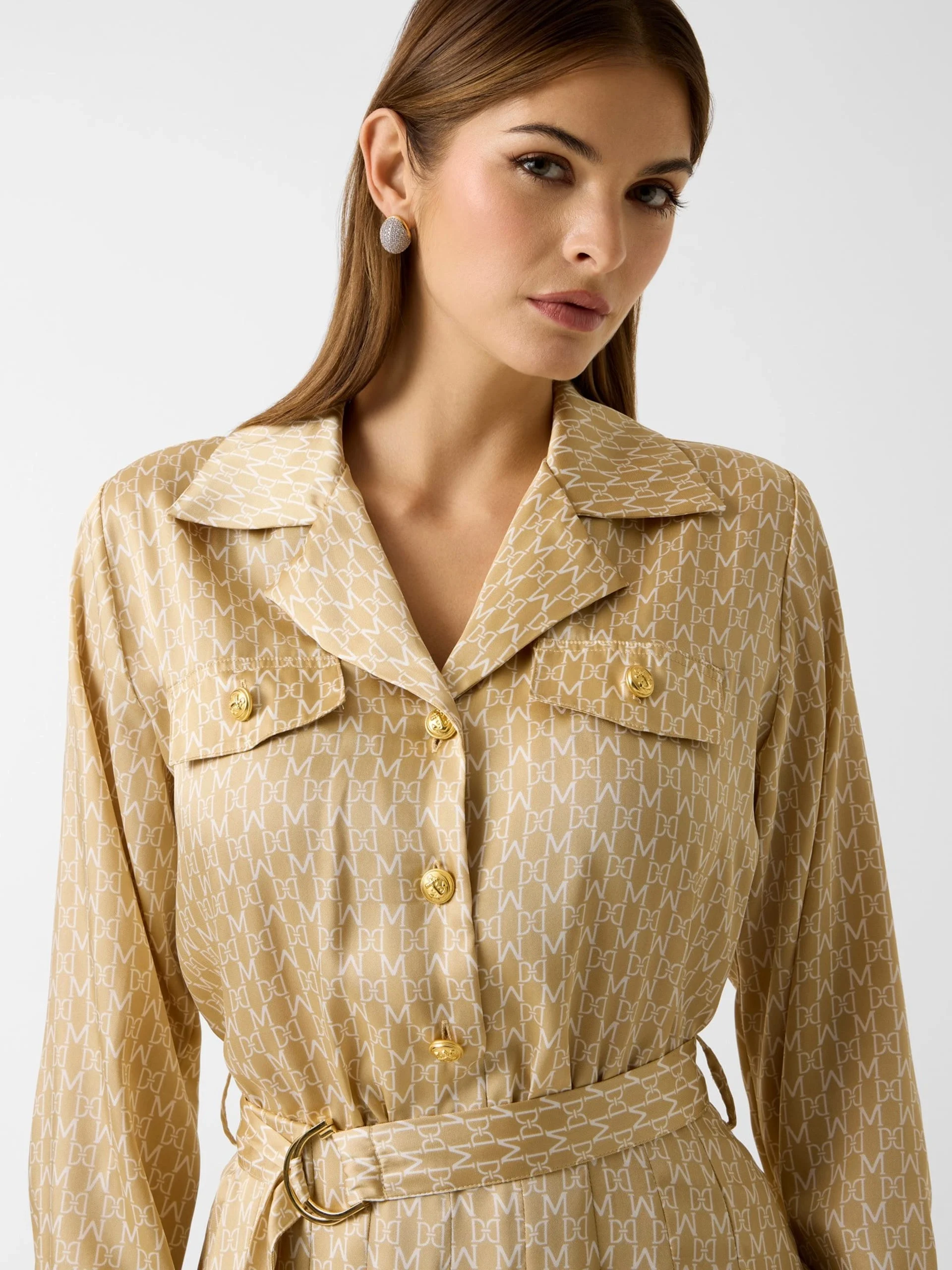 Guess Elida Pileli Uzun Kollu Kadın Çok Renkli Elbise 6RGK307435A-PM7B