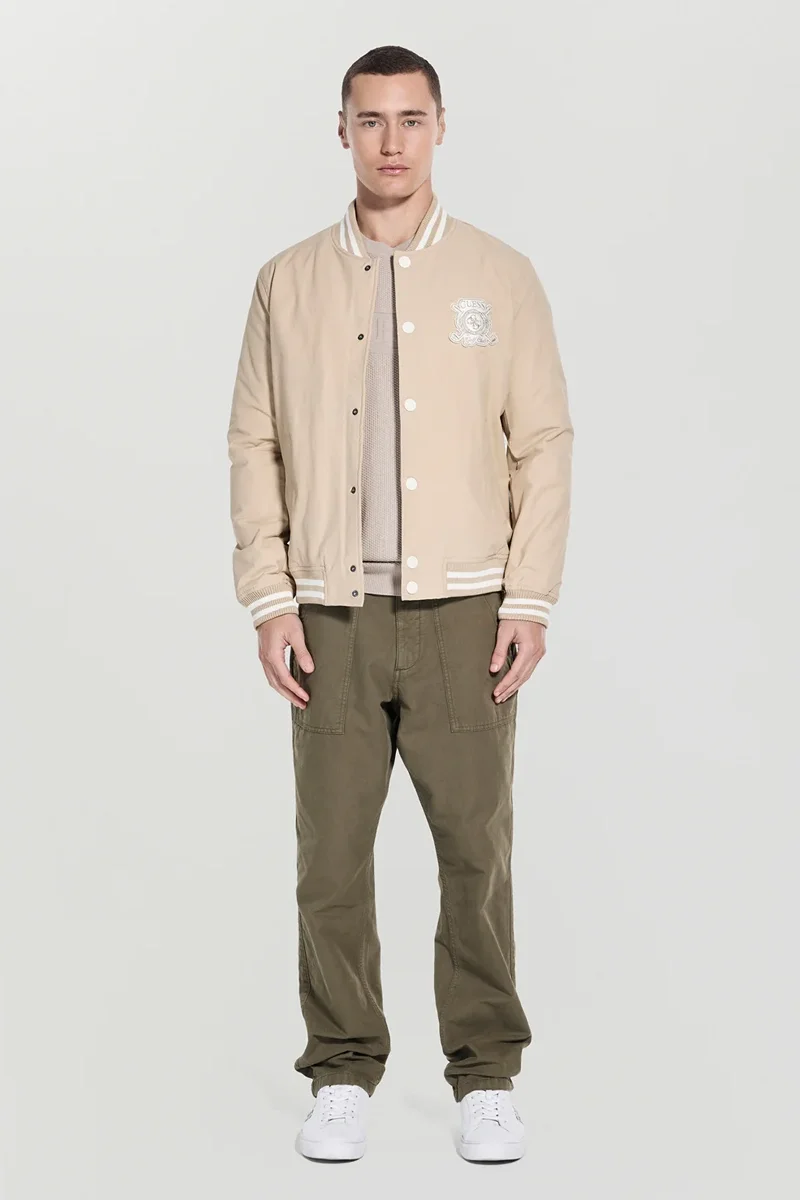 Guess Emblem Erkek Bej Bomber Ceket M5YL18WHEY0-G1FE