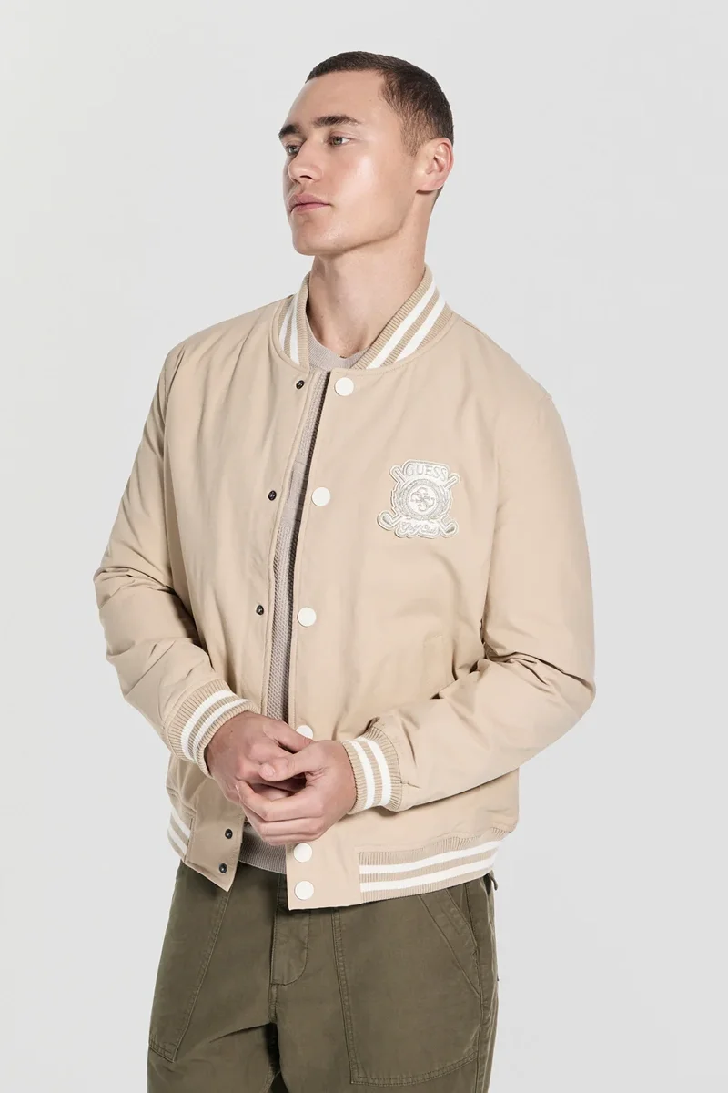 Guess Emblem Erkek Bej Bomber Ceket M5YL18WHEY0-G1FE