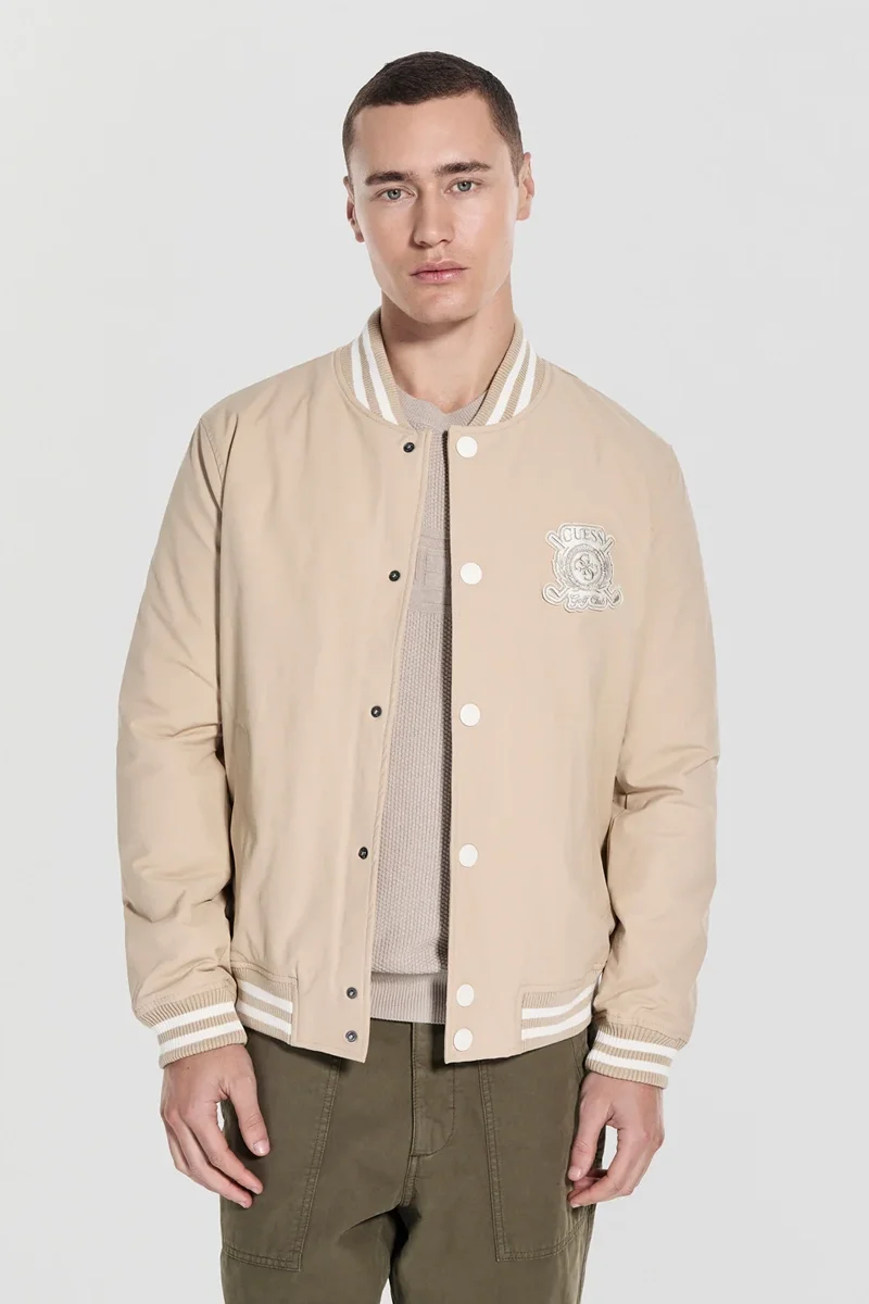 Guess Emblem Erkek Bej Bomber Ceket M5YL18WHEY0-G1FE