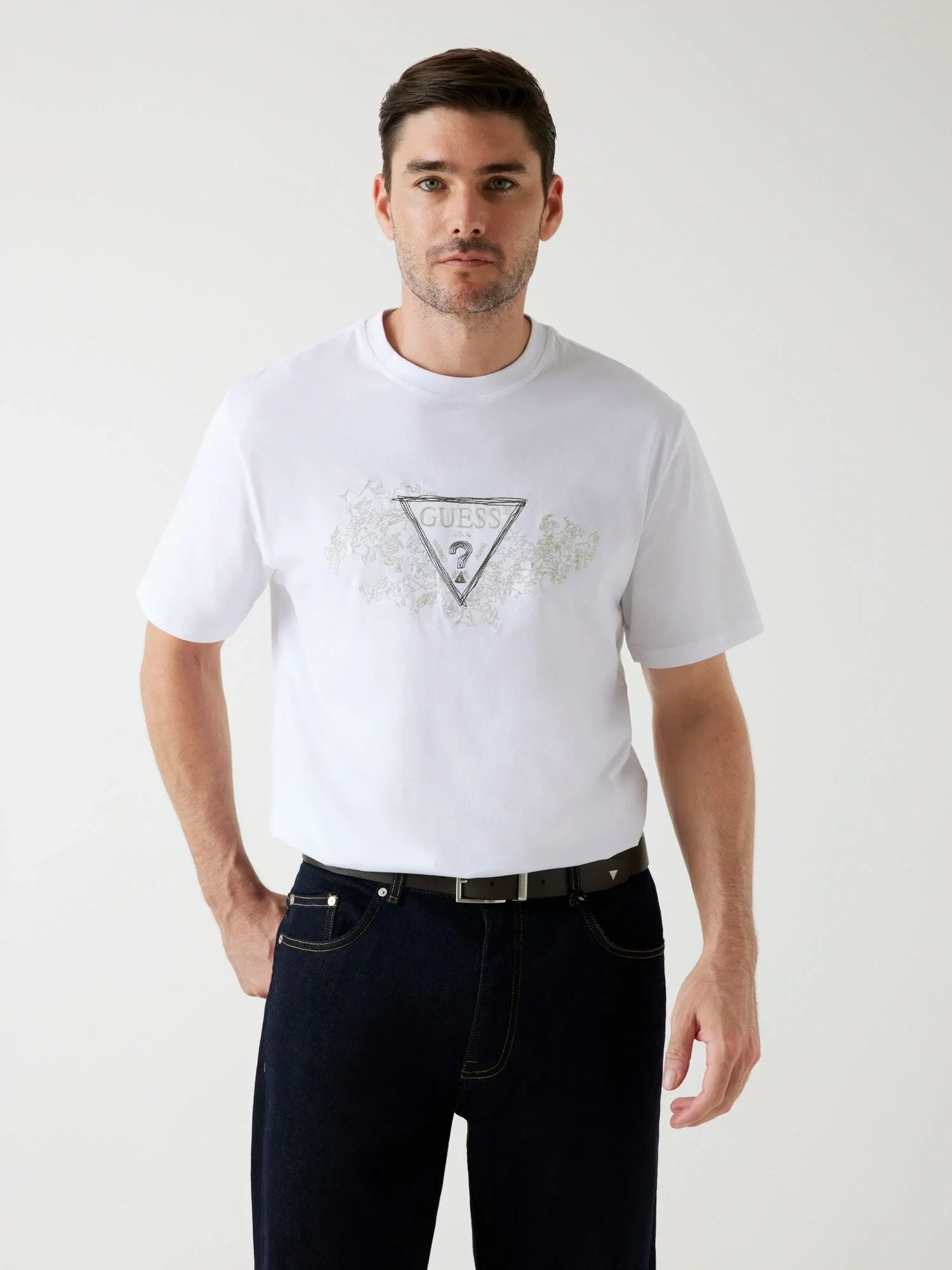 Guess Embroidery Erkek Beyaz Regular Fit T-Shirt M5BI07I3Z14-G011