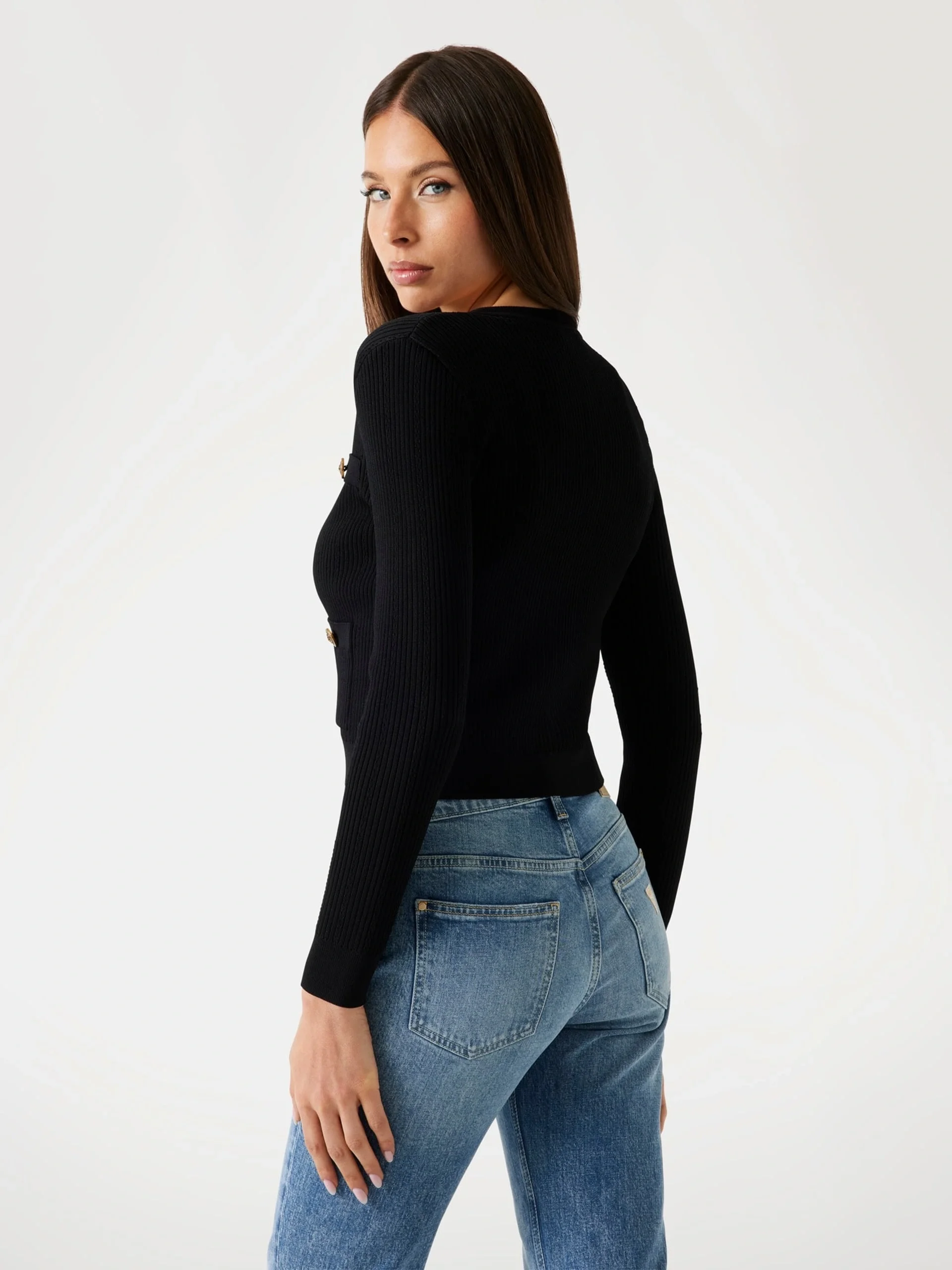 Guess Emmie Kadın Siyah Triko Hırka W5YR09Z0130-JBLK