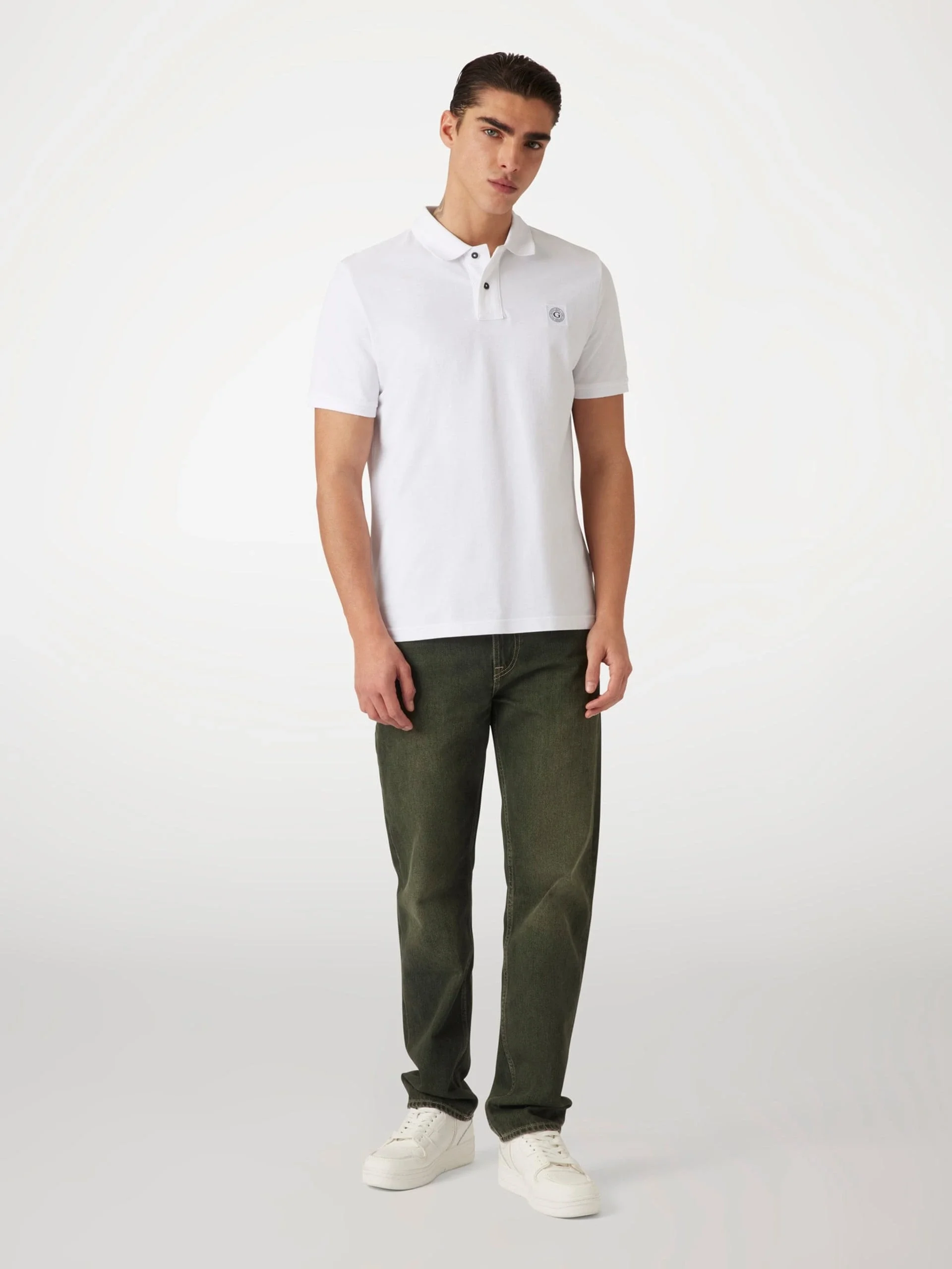 Guess Washed Erkek Beyaz Slim Fit Polo T-Shirt M2YP24KC9T1-G011