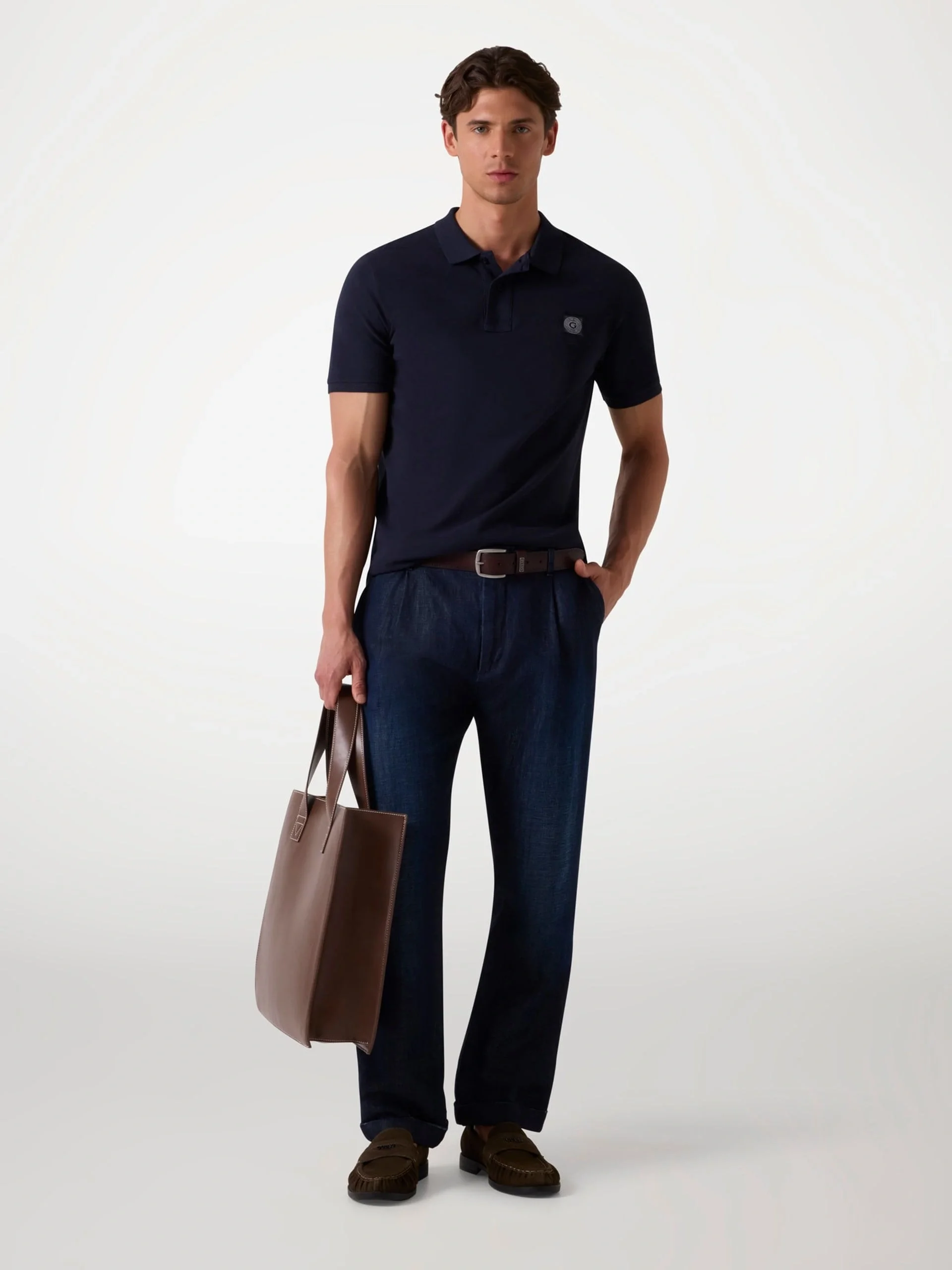 Guess Washed Erkek Lacivert Slim Fit Polo T-Shirt M2YP24KC9T1-G7V2