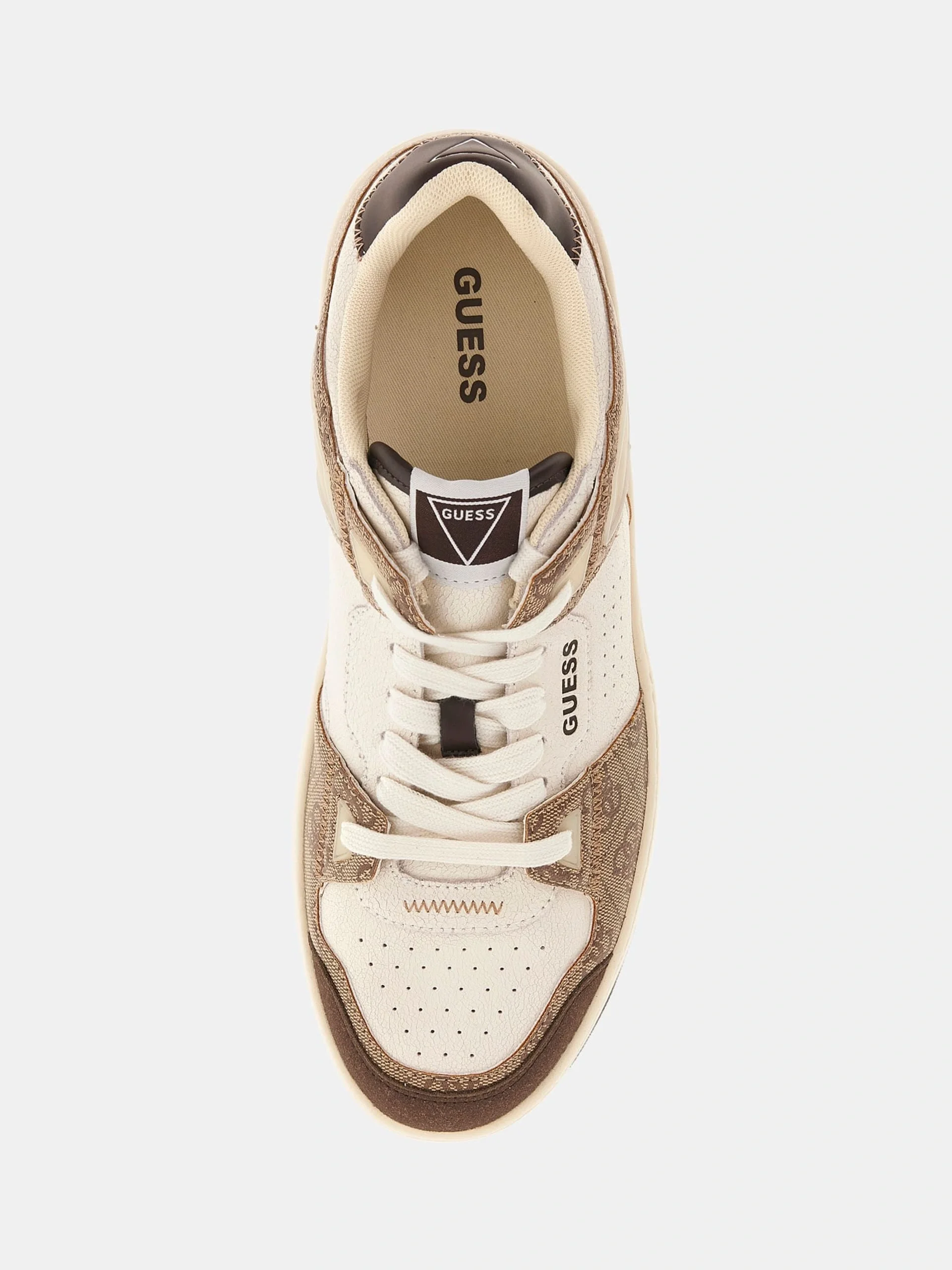 Guess Vincent Erkek Beyaz Bej Deri Sneaker FMJVINLEL12-WHIBE