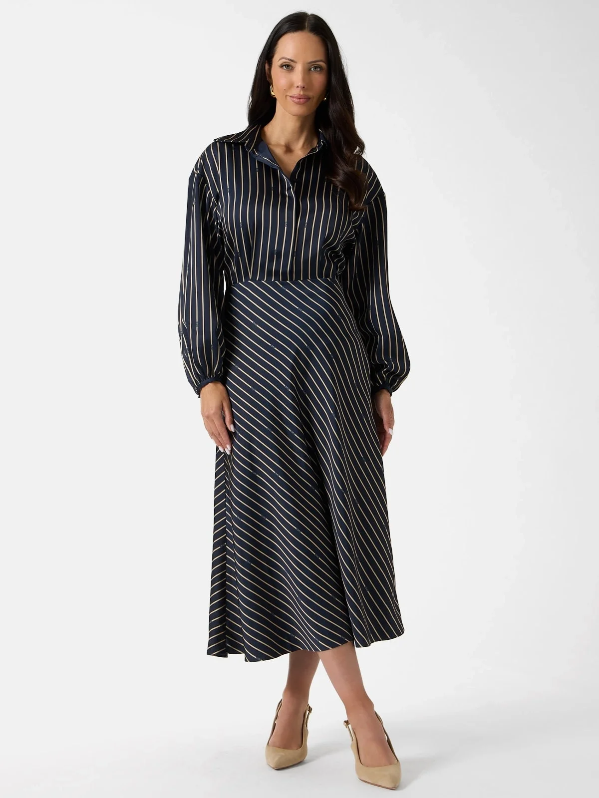 Guess Fatou Uzun Kollu Kadın Mavi Elbise 6RGK467430A-PMBV