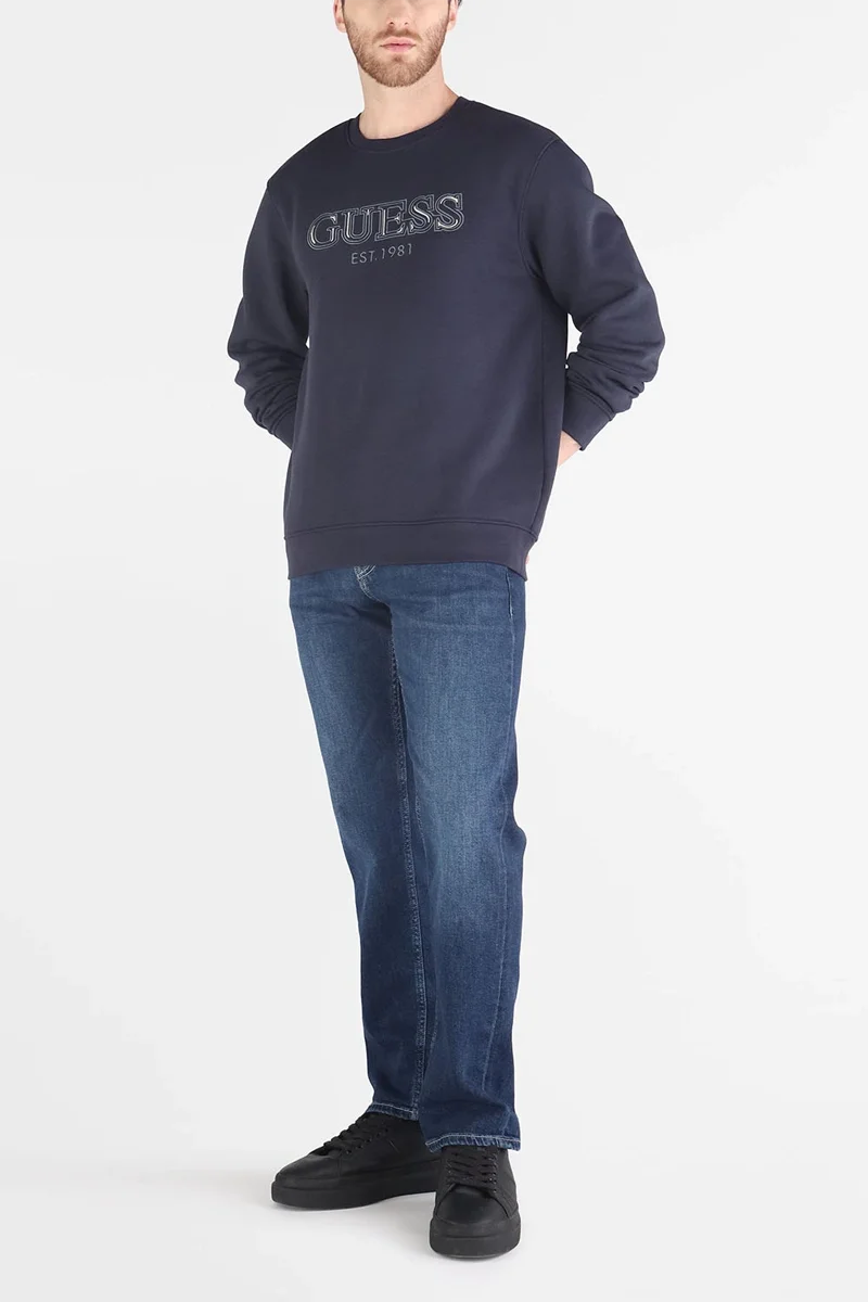 Guess Fleece Erkek Lacivert Sweatshirt M5BQ08K9Z21-G7V2