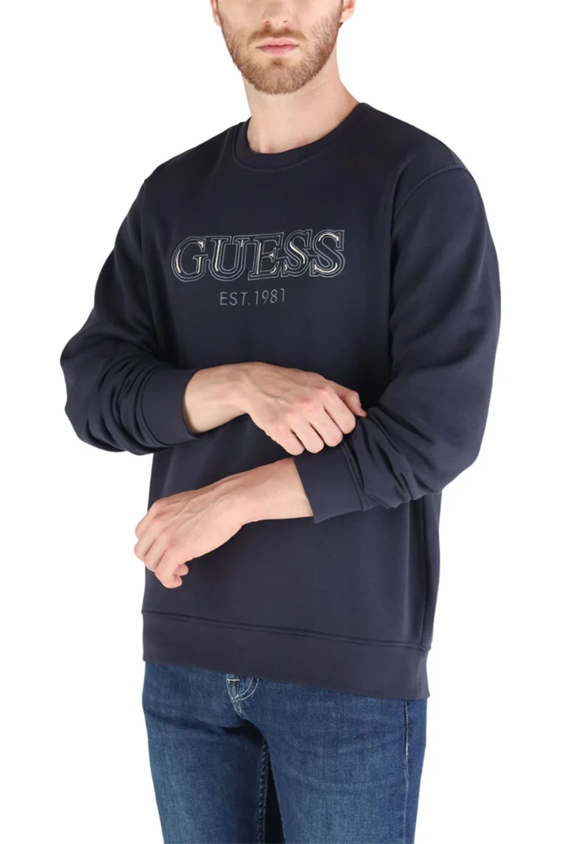 Guess Fleece Erkek Lacivert Sweatshirt M5BQ08K9Z21-G7V2