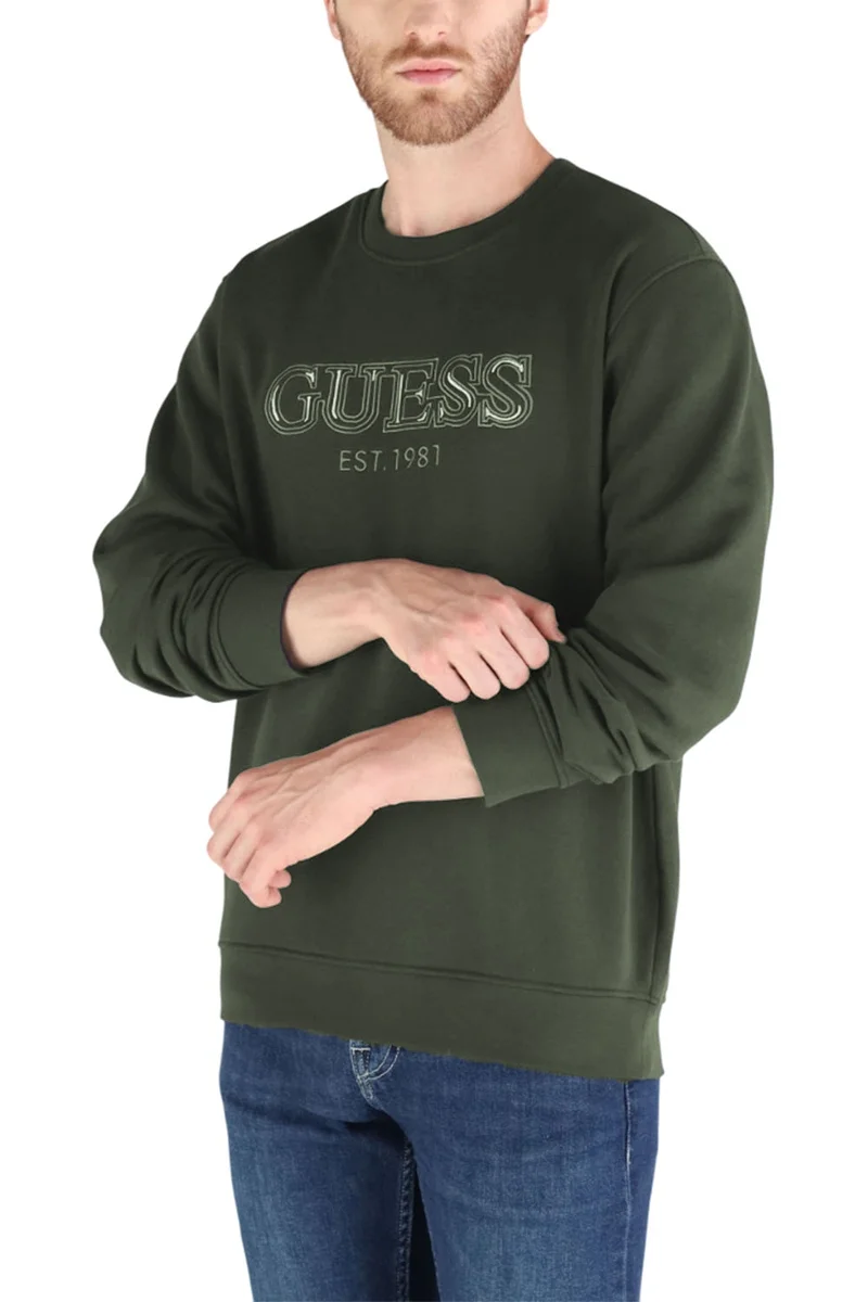 Guess Fleece Erkek Yeşil Sweatshirt M5BQ08K9Z21-A81U