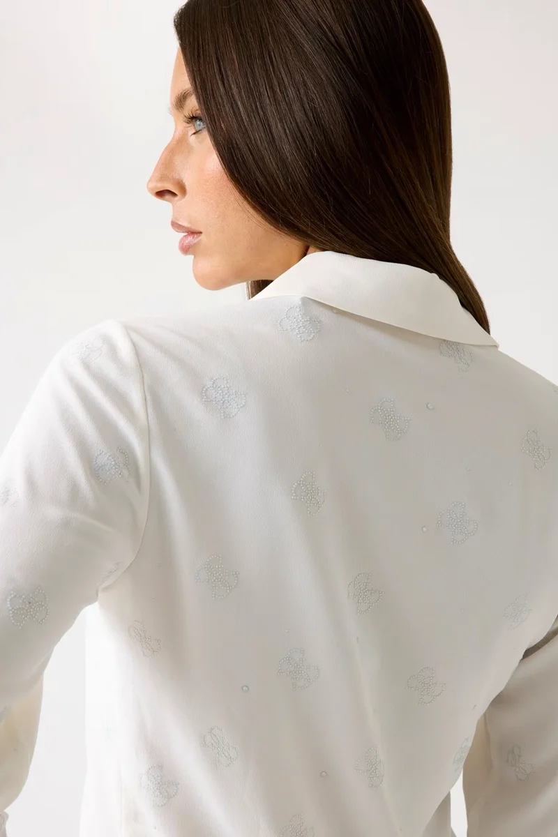 Guess Flore Kadın Beyaz Regular Fit Gömlek W5BH80W2982-G012