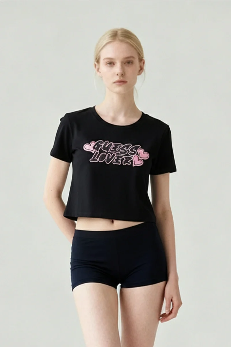 Guess Fosca Kadın Siyah Aktif Boxy Fit T-Shirt V5BI06J1314-JBLK