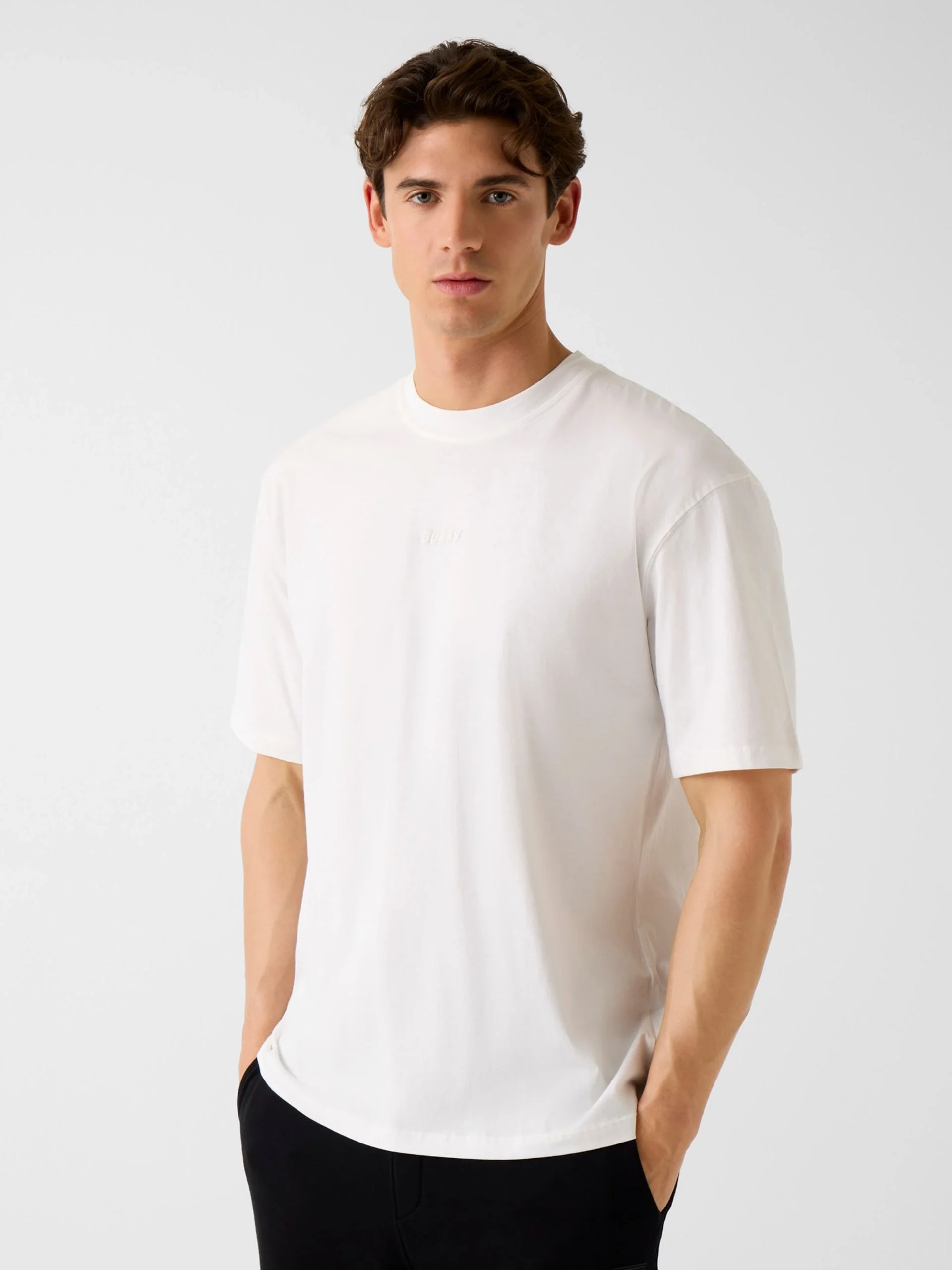 Guess Giano Bisiklet Yaka Kısa Kollu Erkek Beyaz T-shirt Z6RI16I3Z14-G018