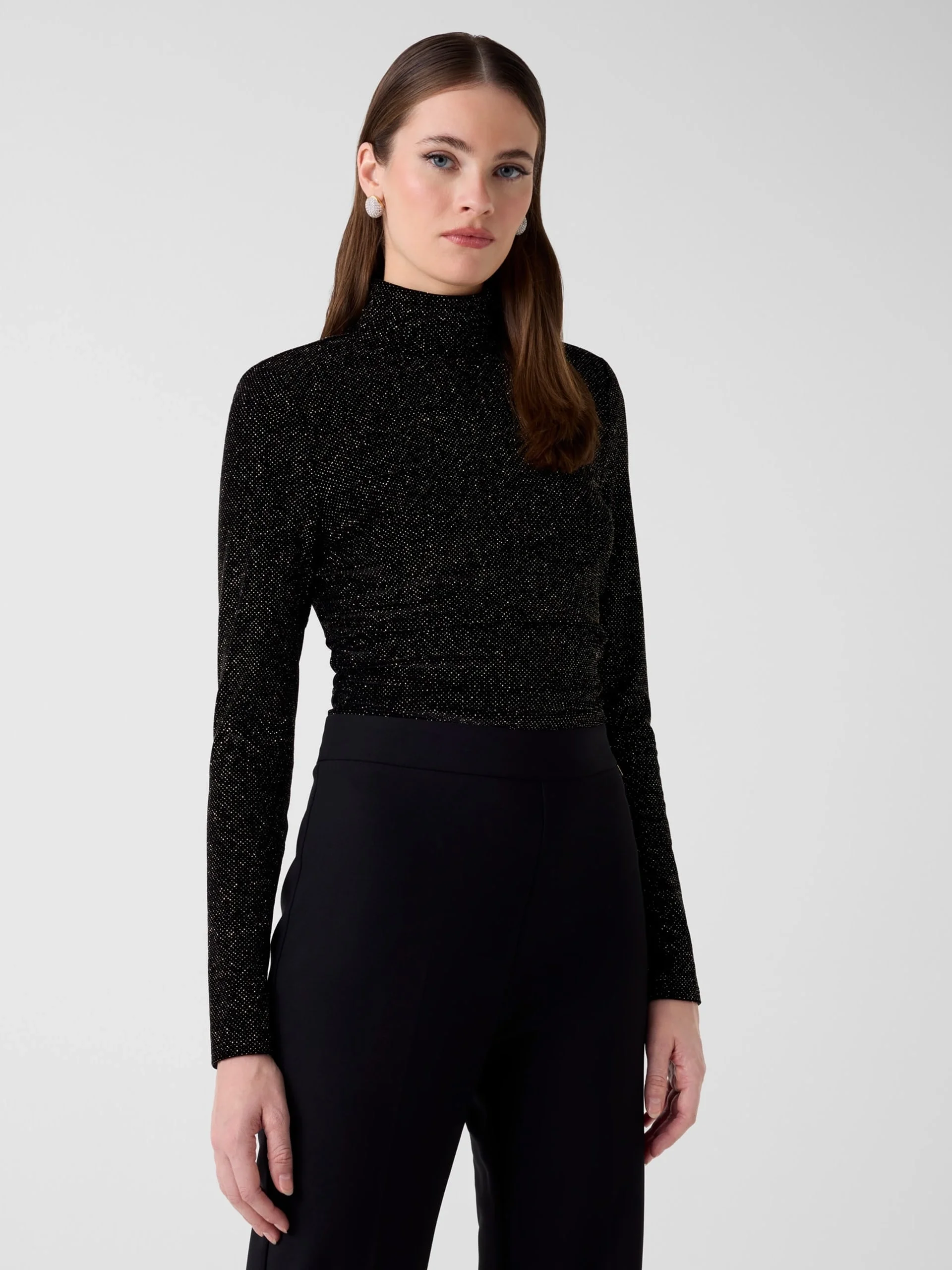 Guess Giselle Uzun Kollu Kadife Kadın Siyah Body 6RGP086359A-JTMU