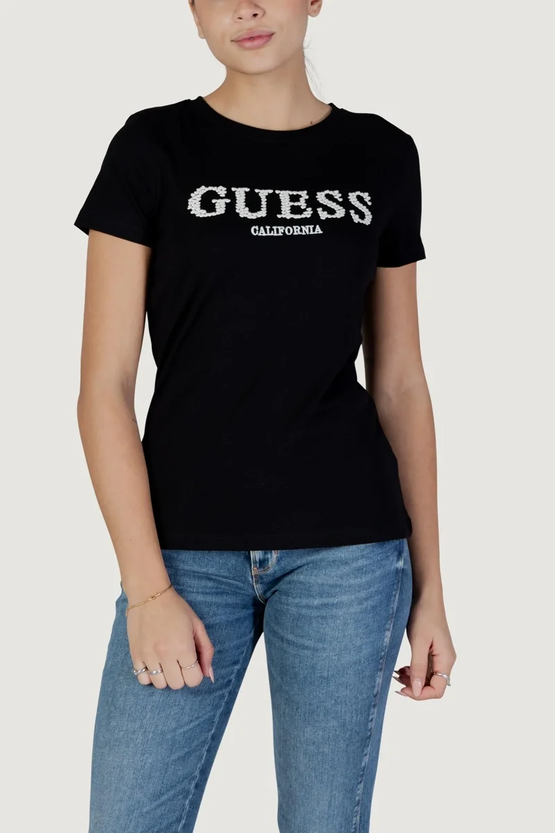Guess Giuditta Bisiklet Yaka Kısa Kollu Kadın Siyah T-shirt V6RI11J1314-JBLK