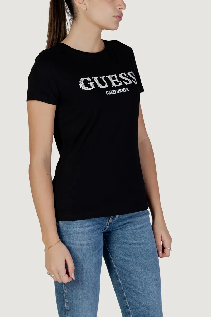 Guess Giuditta Bisiklet Yaka Kısa Kollu Kadın Siyah T-shirt V6RI11J1314-JBLK