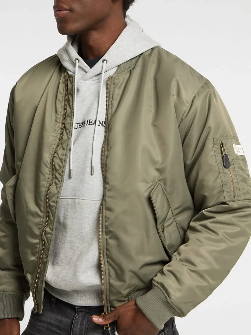 Guess Gj Bomber Erkek Haki Bomber Ceket M5RL81WHAA2-G8EV