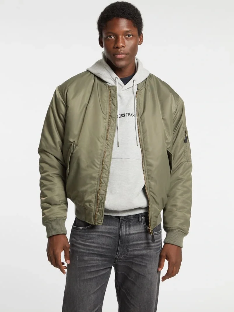 Guess Gj Bomber Erkek Haki Bomber Ceket M5RL81WHAA2-G8EV