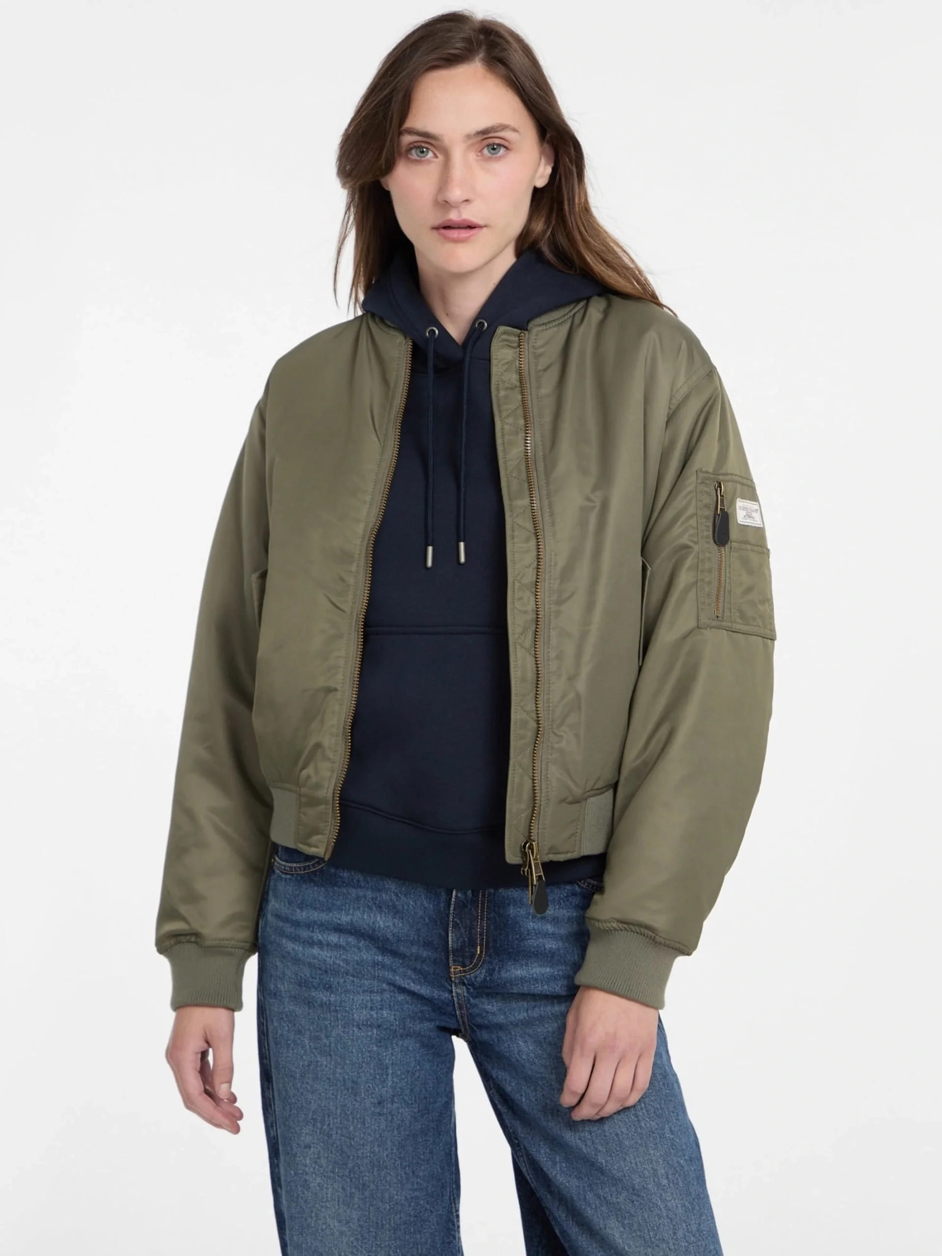 Guess Gj Bomber Kadın Haki Bomber Ceket W5RL81WHAA2-G8EV