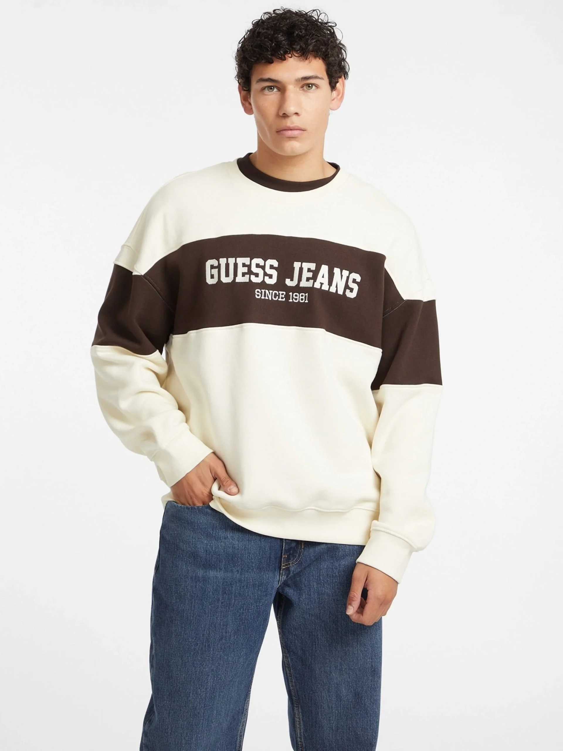 Guess Gj Cn Os Erkek Krem Sweatshirt M4BQ39K9V31-G053