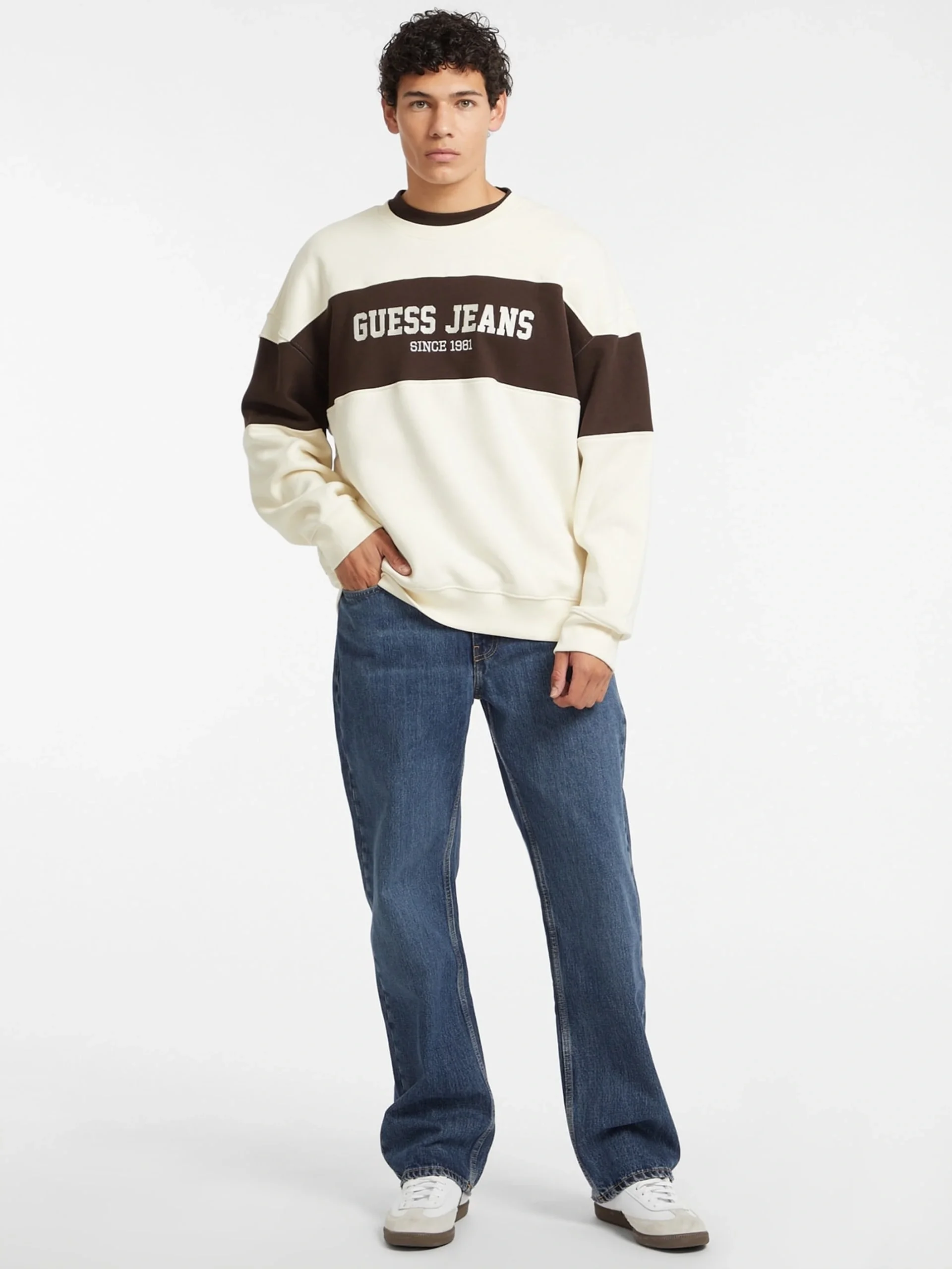 Guess Gj Cn Os Erkek Krem Sweatshirt M4BQ39K9V31-G053