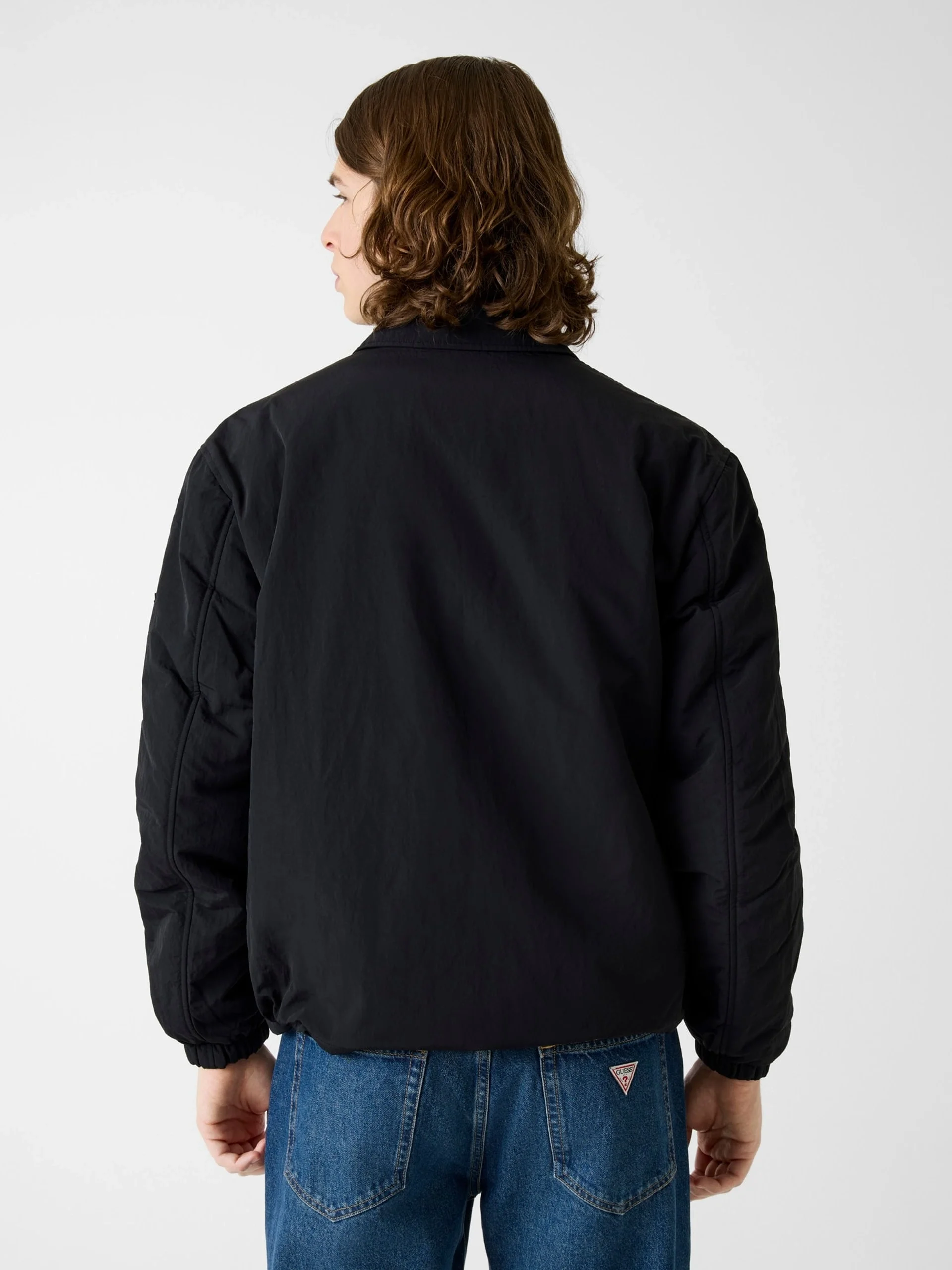 Guess GJ Dolgulu Naylon Erkek Siyah Ceket M6RL0KWGYL2-JBLK