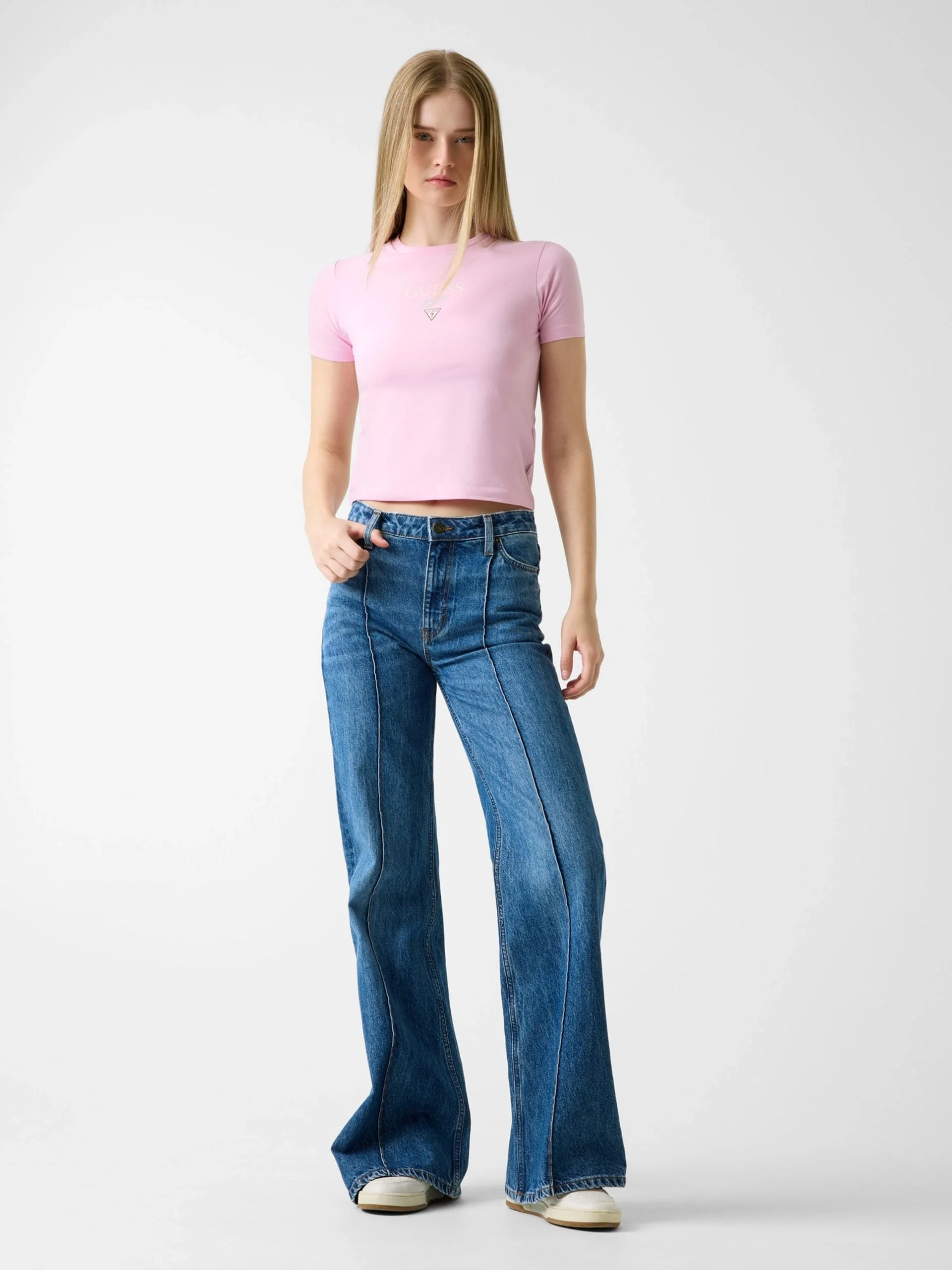 Guess GJ Kısa Kollu Bisiklet Yaka Baby Baker Kadın Pembe T-shirt W6RI15J1314-G65F