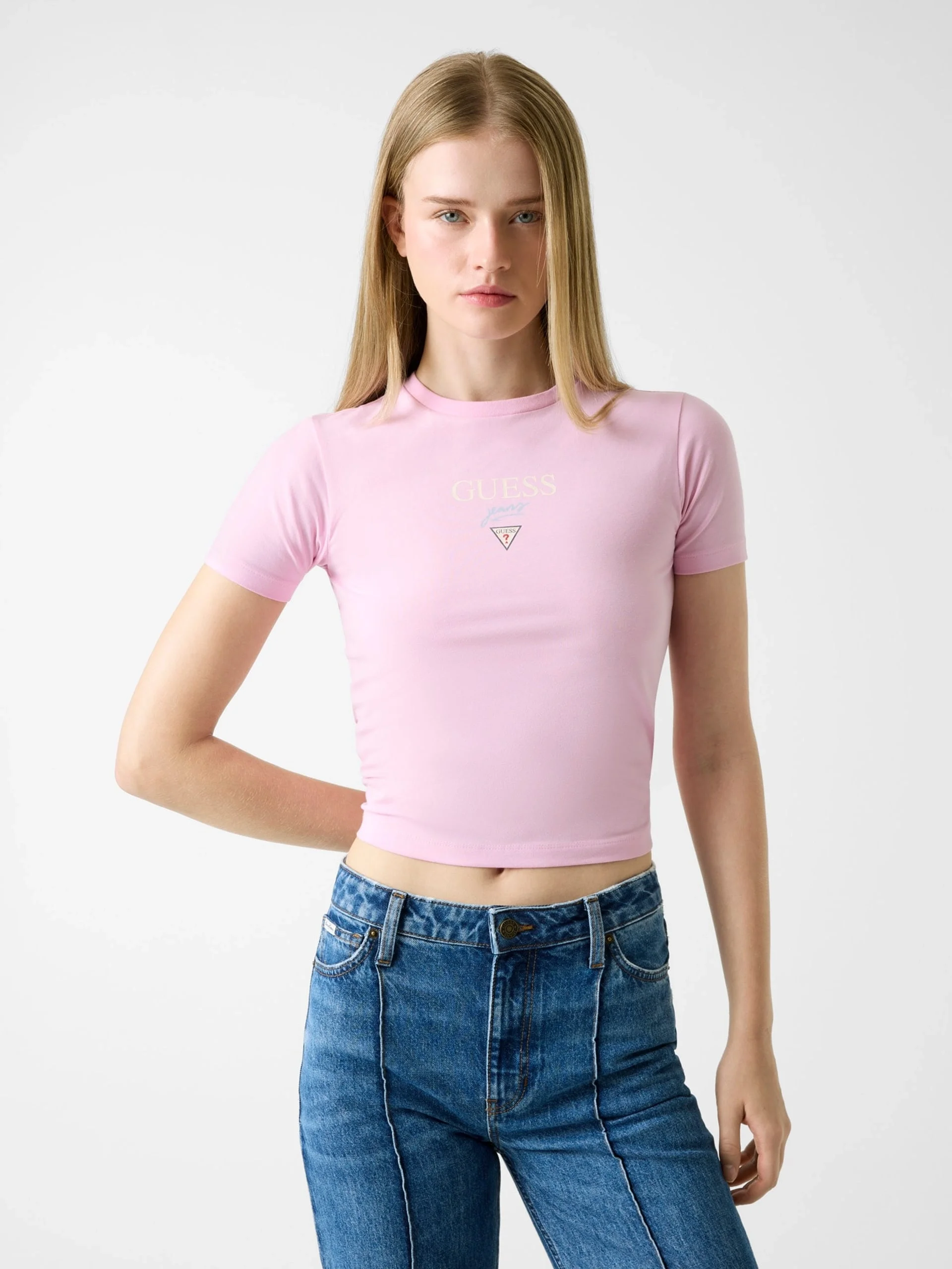 Guess GJ Kısa Kollu Bisiklet Yaka Baby Baker Kadın Pembe T-shirt W6RI15J1314-G65F