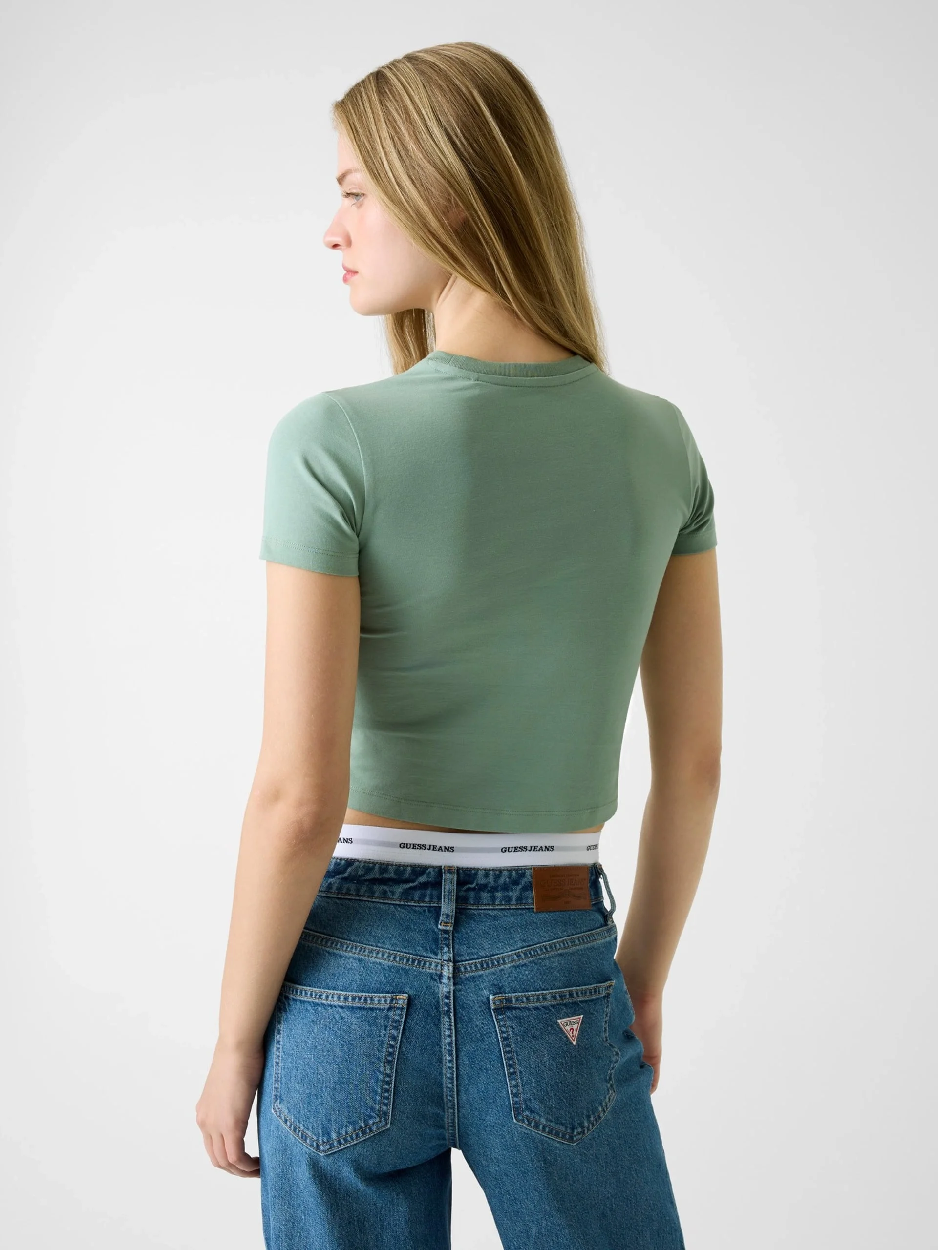 Guess GJ Kısa Kollu Bisiklet Yaka Baby Baker Kadın Yeşil T-shirt W6RI15J1314-G8FD