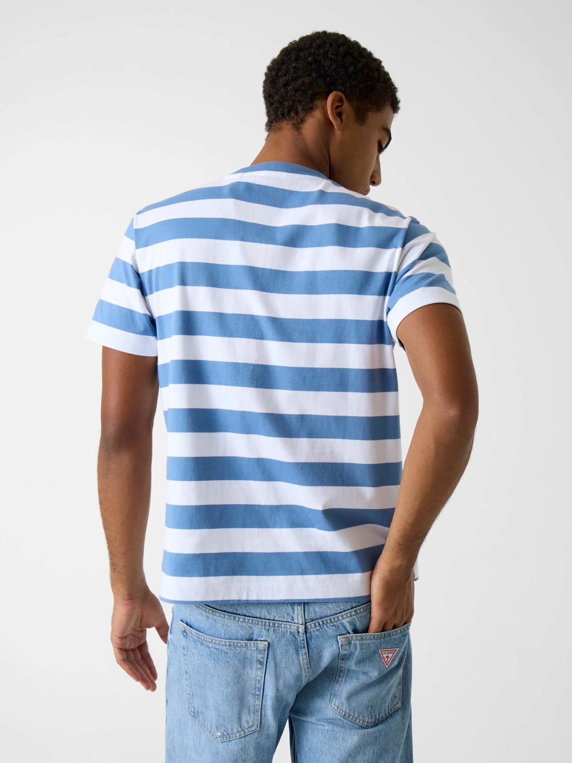 Guess GJ Kısa Kollu Bisiklet Yaka Normal Kesim Çizgili Erkek Çok Renkli T-shirt M4YI84K9XF1-S7ZL