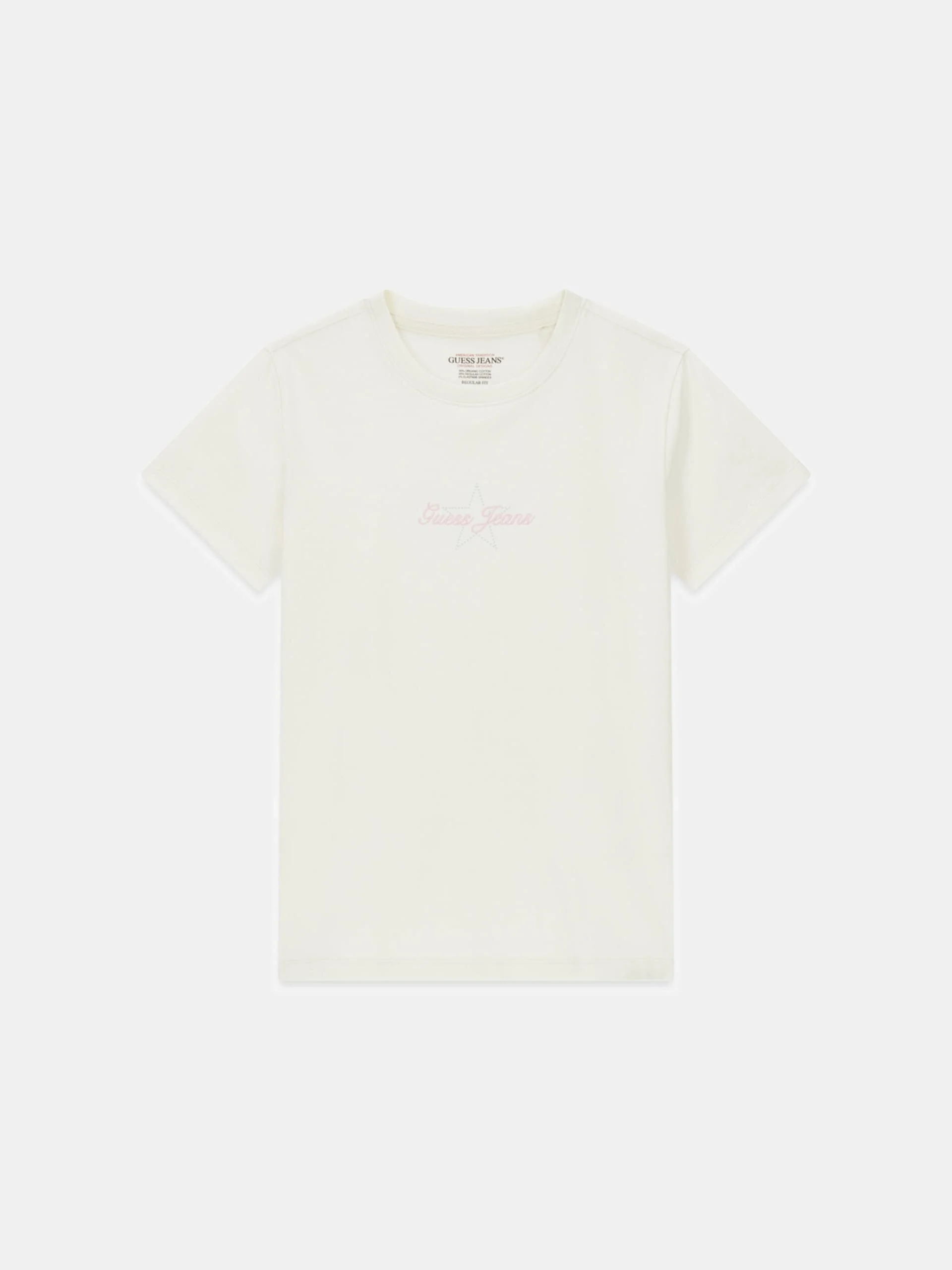 Guess GJ Kısa Kollu Bisiklet Yaka Normal Kesim Yıldız Nakışlı Kadın Krem T-shirt W6RI18J1314-G053