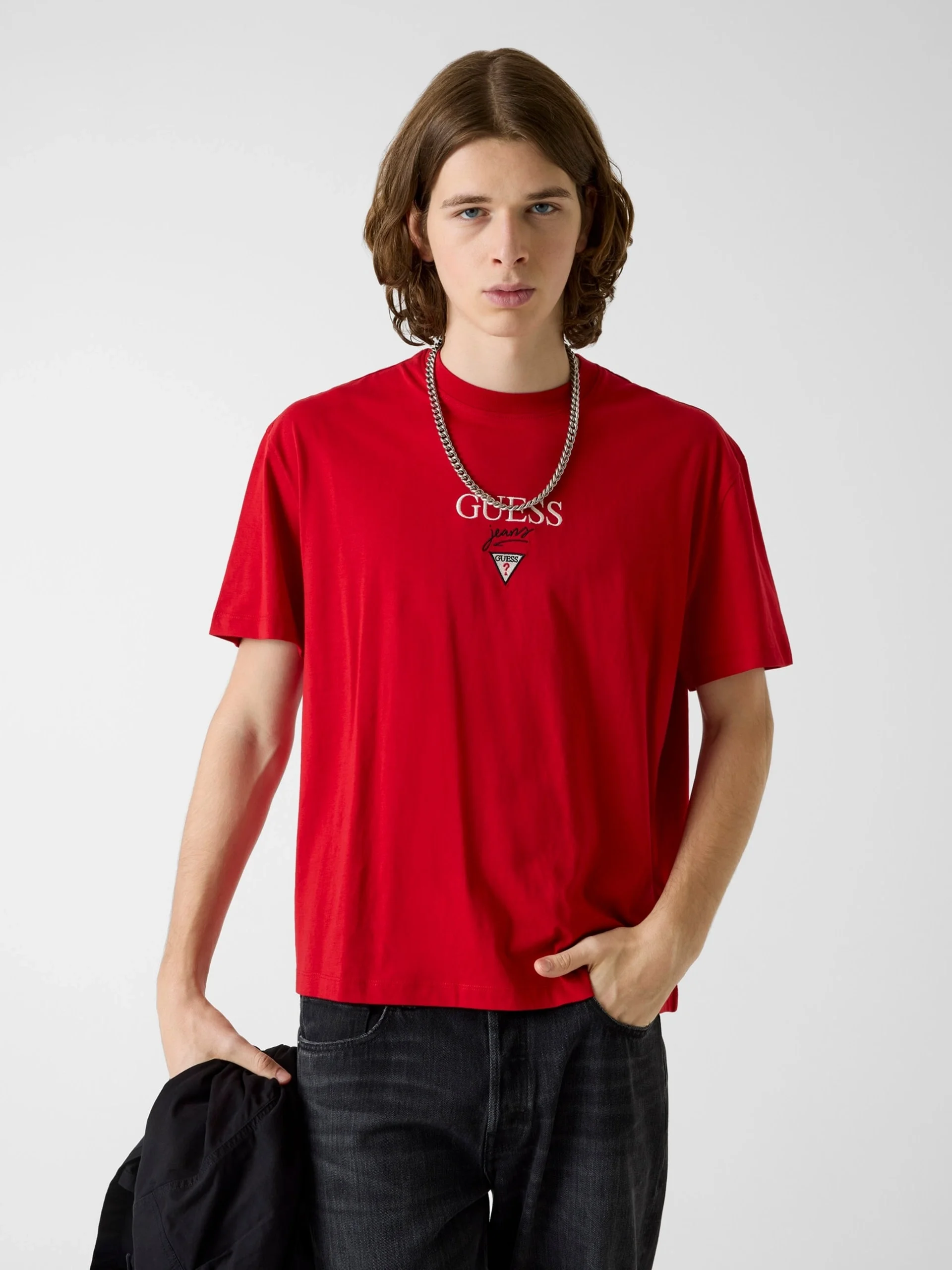 Guess GJ Kısa Kollu Büyük Beden Baker Logolu Erkek Kırmızı T-shirt M6RI45K8HM0-G585