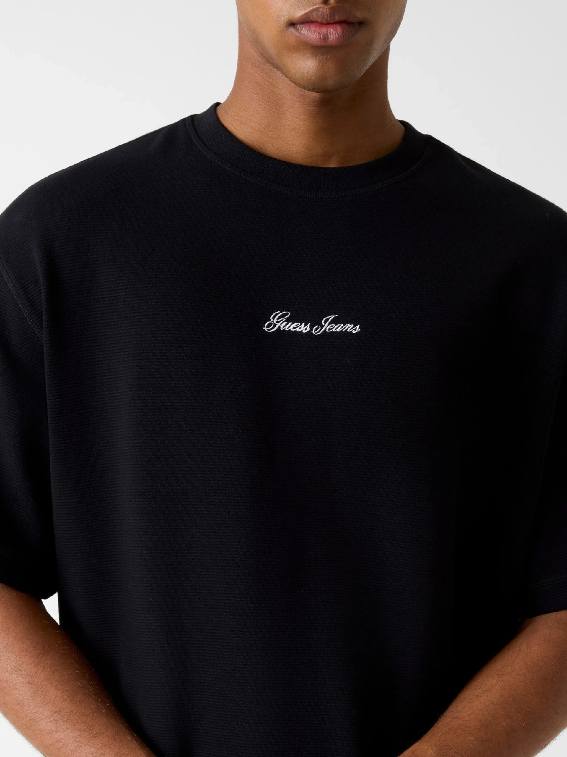 Guess GJ Kısa Kollu Kutulu Kesim Kısa Ottoman Erkek Siyah Top M6RP14KD461-JBLK