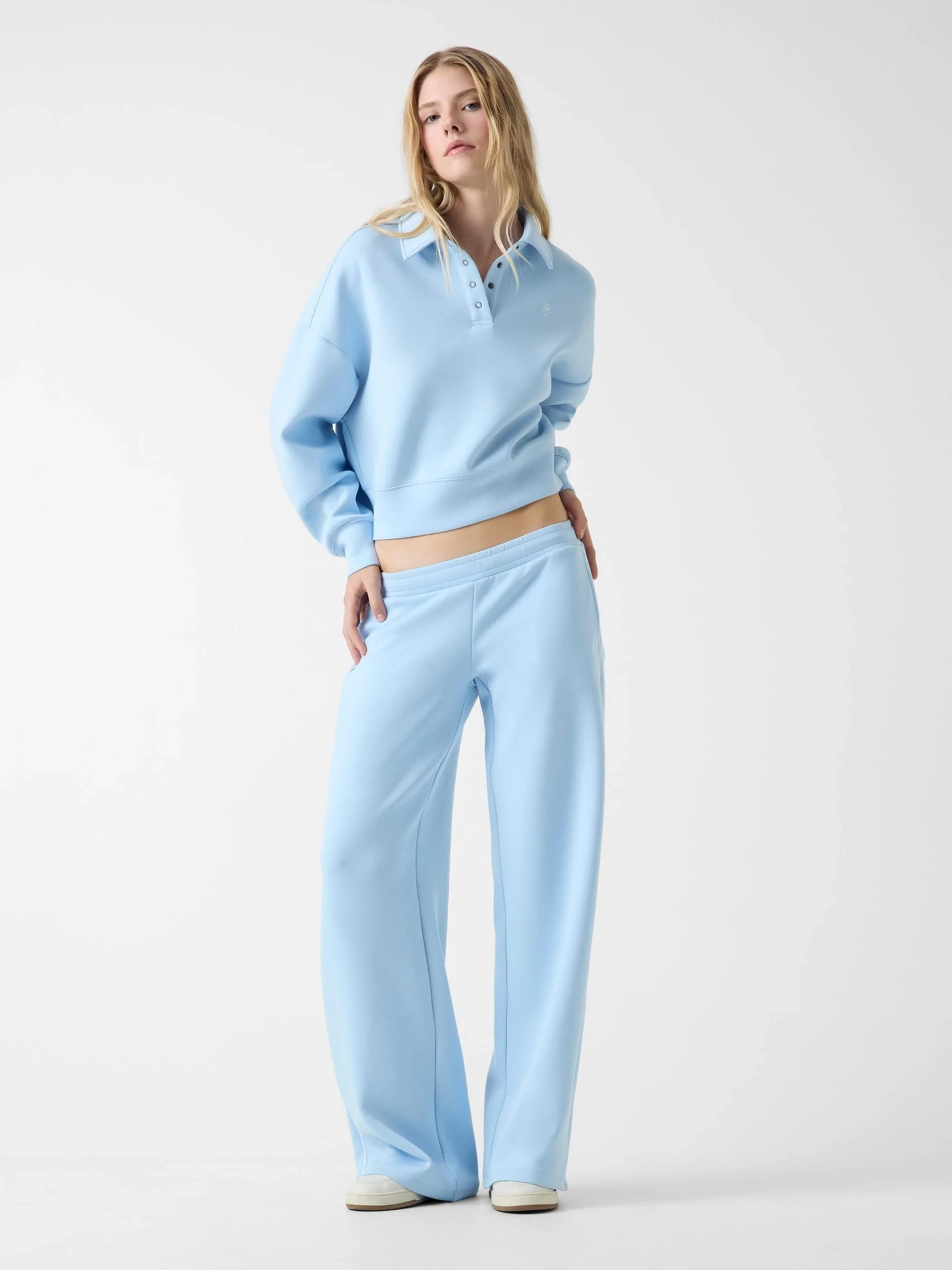 Guess GJ Kısa Scuba Polo Kadın Mavi Sweatshirt W6RQ05KD122-G7O3