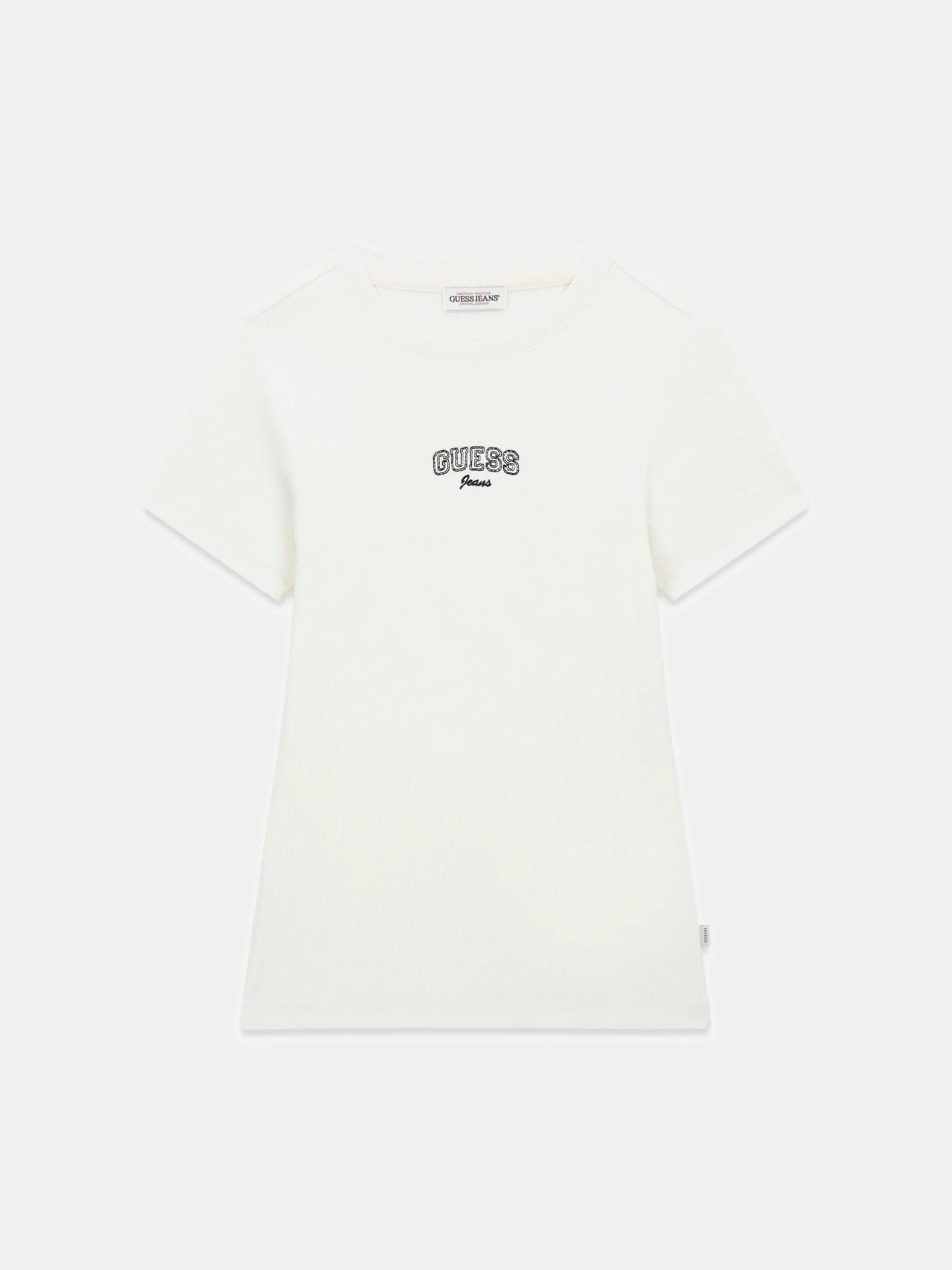 Guess GJ Kolsuz Bisiklet Yaka Nakışlı Dar Kesim Kadın Krem Top W6RP21KA0H1-G053