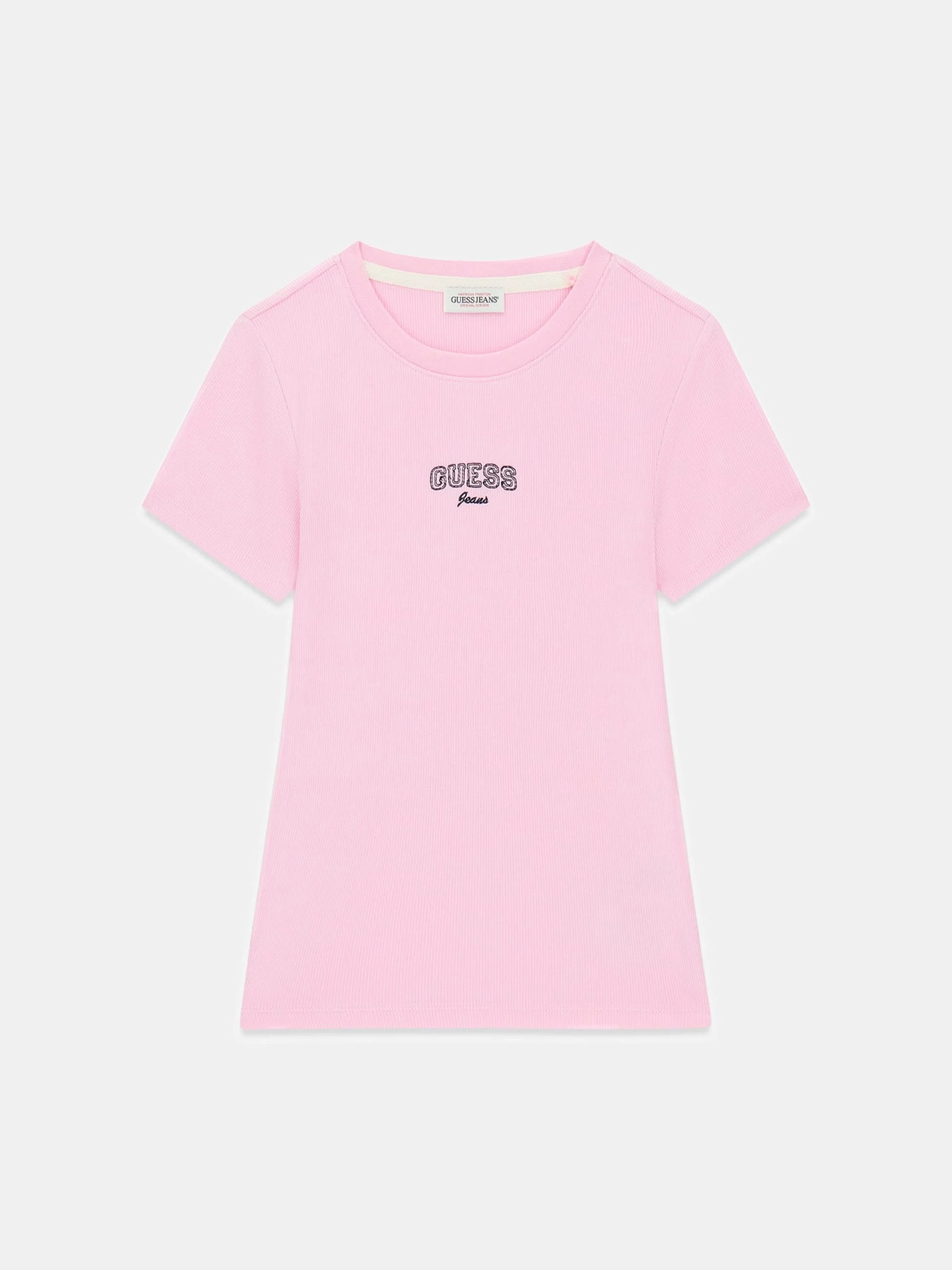 Guess GJ Kolsuz Bisiklet Yaka Nakışlı Dar Kesim Kadın Pembe Top W6RP21KA0H1-G65F