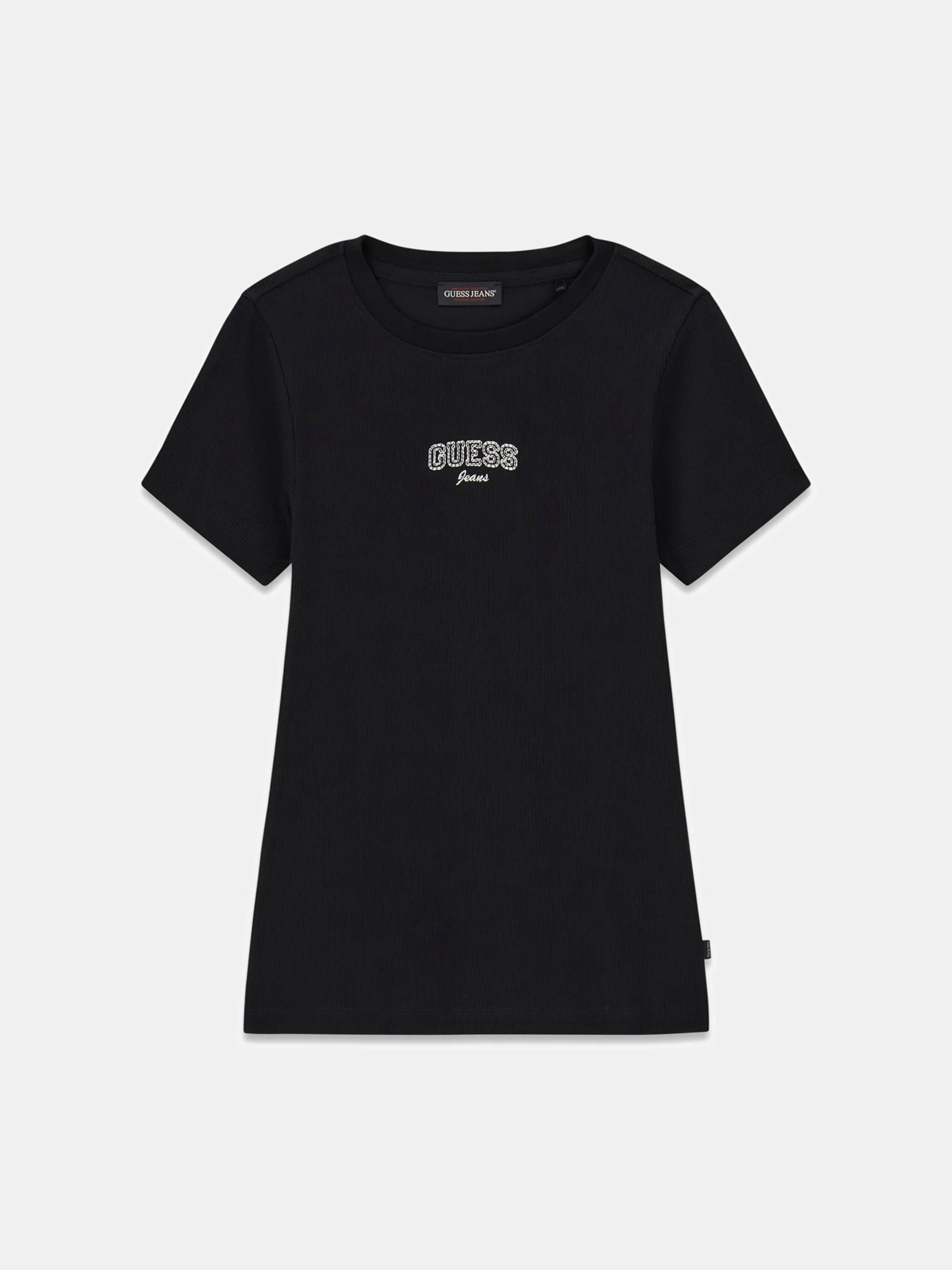 Guess GJ Kolsuz Bisiklet Yaka Nakışlı Dar Kesim Kadın Siyah Top W6RP21KA0H1-JBLK