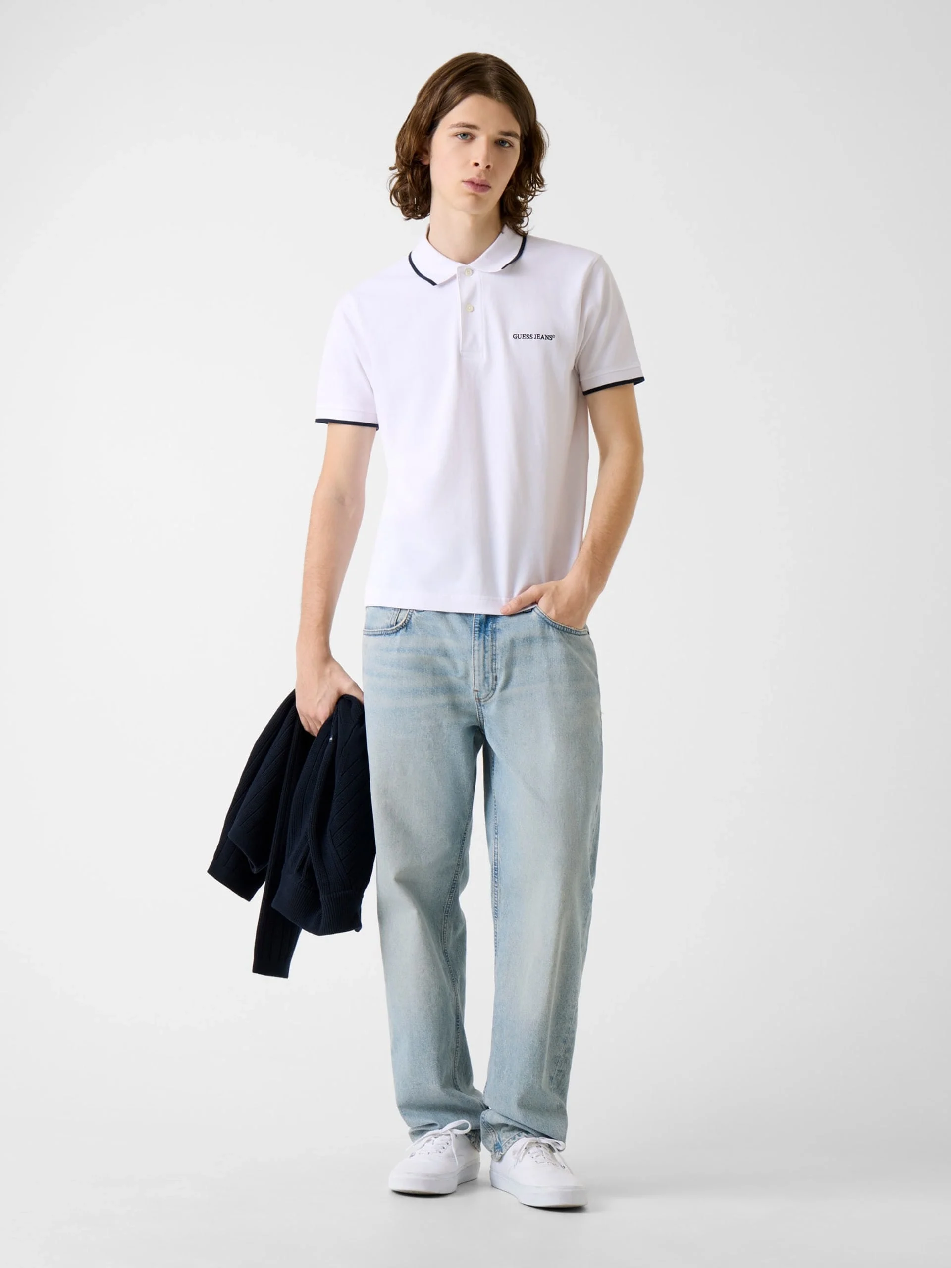 Guess GJ Normal Kesim Nakışlı Kısa Kollu Çizgili Detaylı Polo Yakalı Erkek Çok Renkli Polo T-shirt M6RP24KCJV1-SM0Q