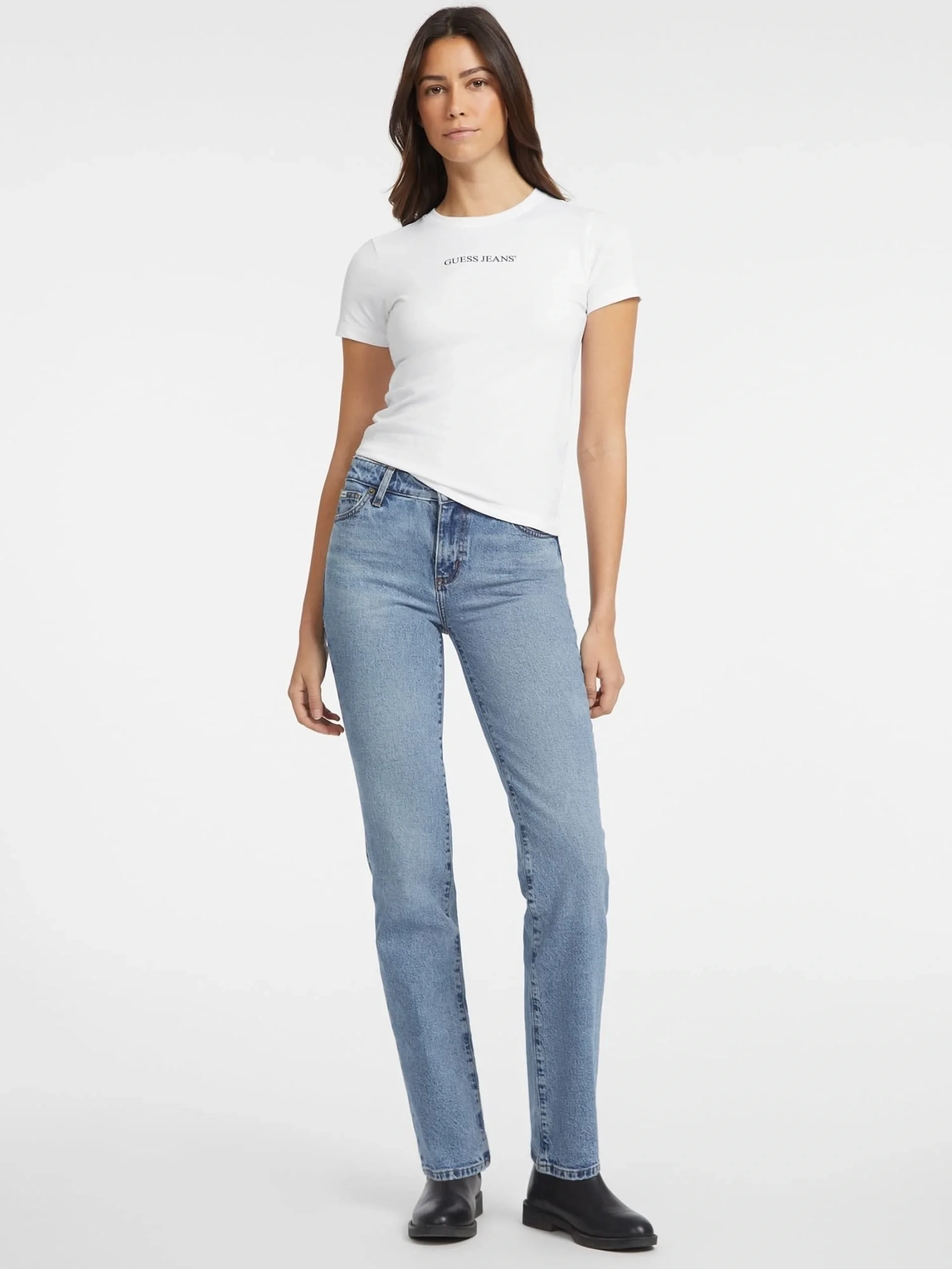 Guess Gj Ss Cn Slim Kadın Beyaz Slim Fit T-Shirt W4YI01J1314-G011