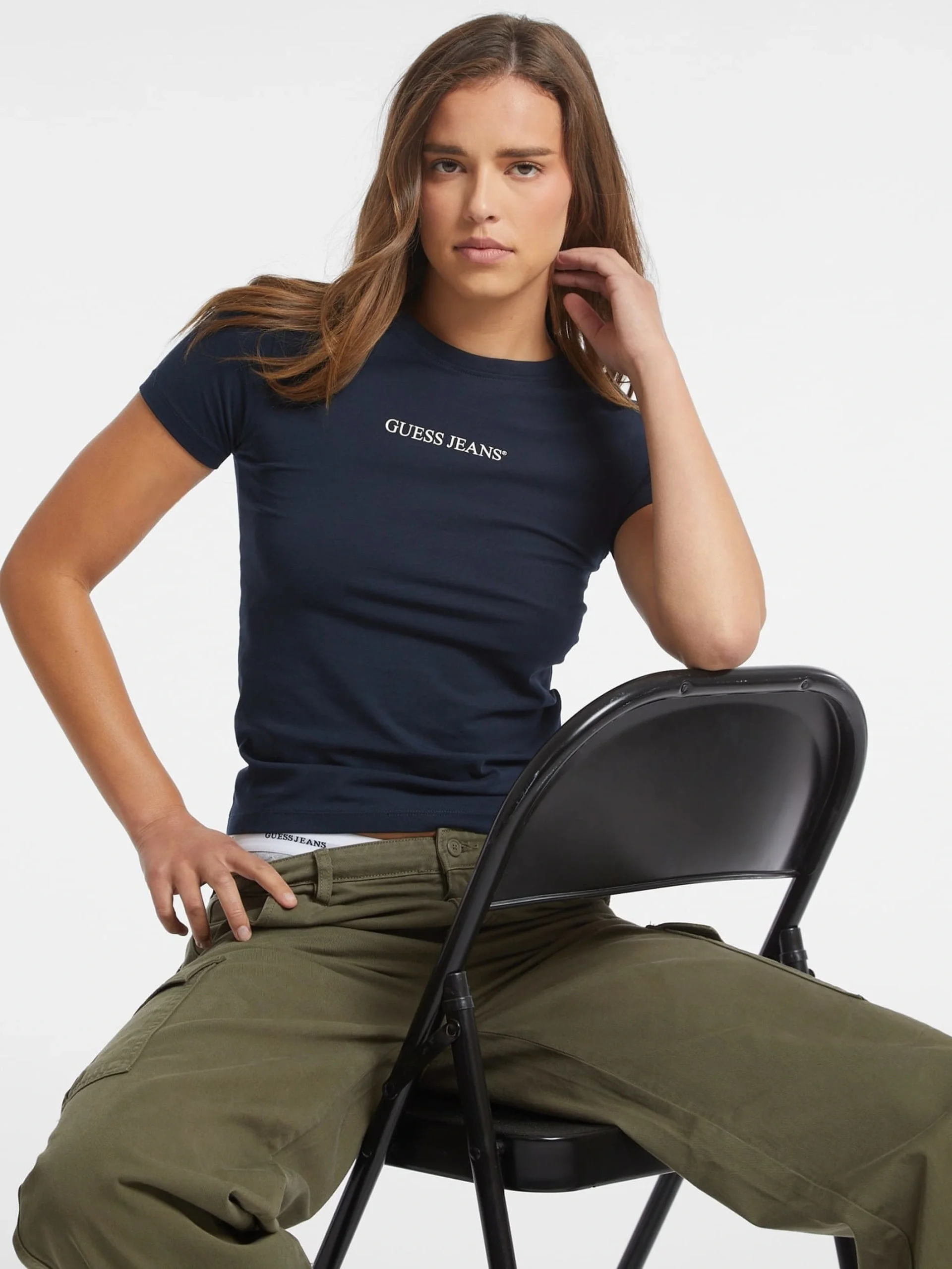 Guess Gj Ss Cn Slim Kadın Lacivert Slim Fit T-Shirt W4YI01J1314-A71W