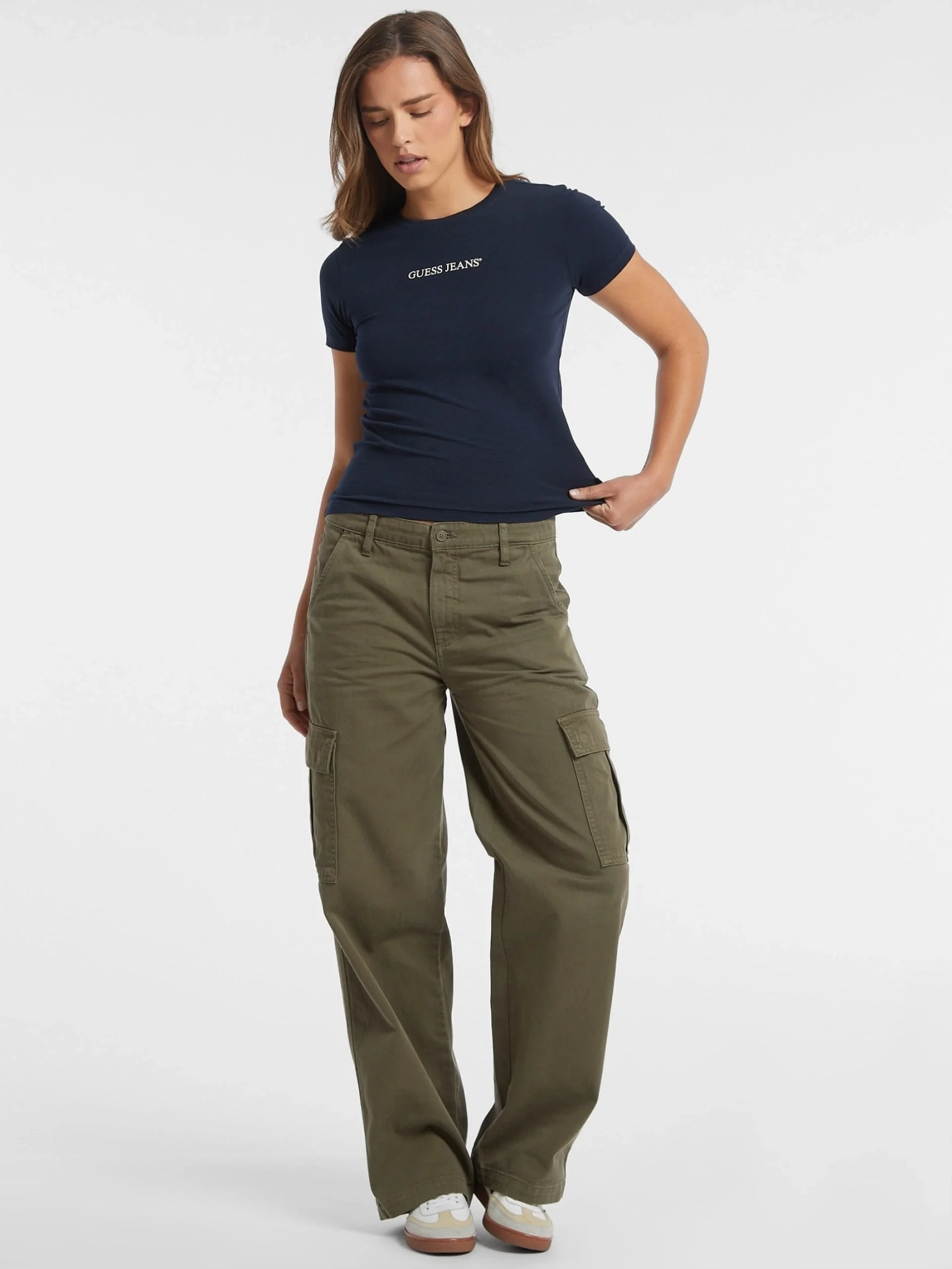 Guess Gj Ss Cn Slim Kadın Lacivert Slim Fit T-Shirt W4YI01J1314-A71W