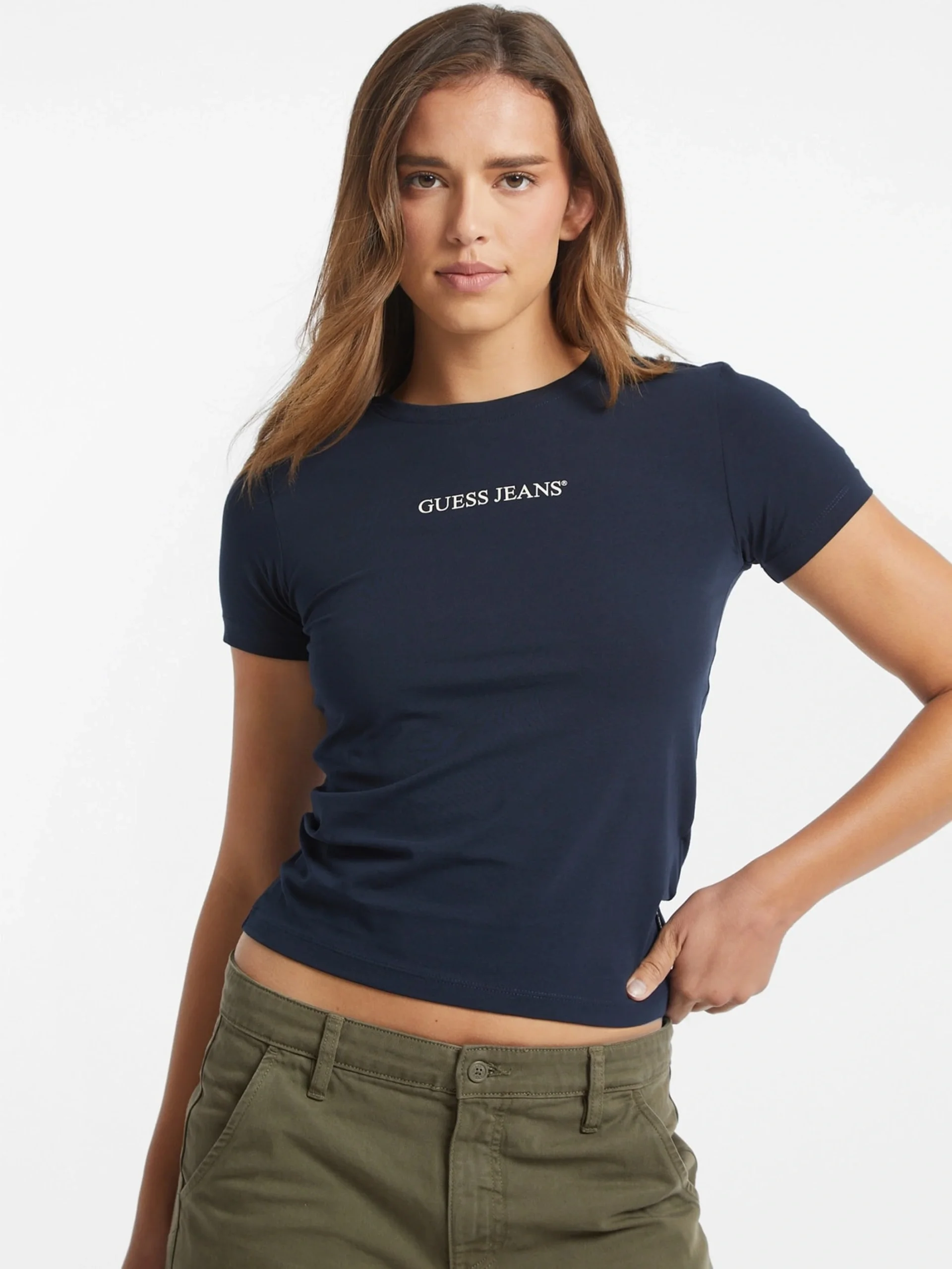 Guess Gj Ss Cn Slim Kadın Lacivert Slim Fit T-Shirt W4YI01J1314-A71W