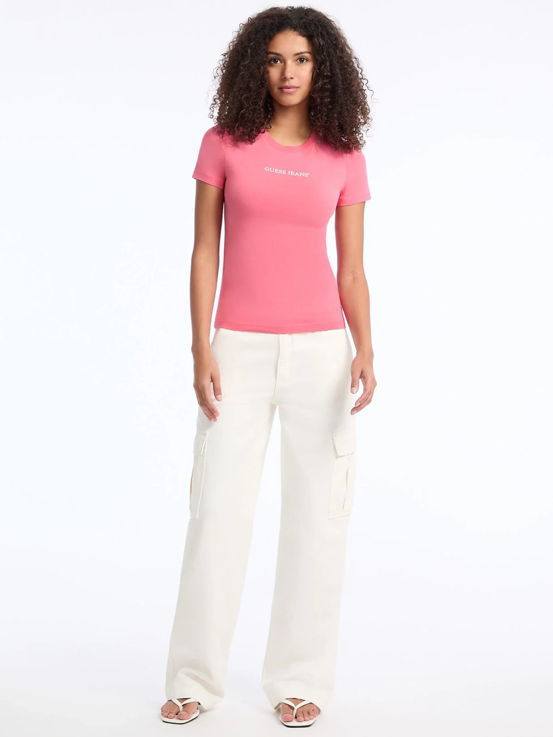 Guess Gj Ss Cn Slim Kadın Pembe Slim Fit T-Shirt W4YI01J1314-A619