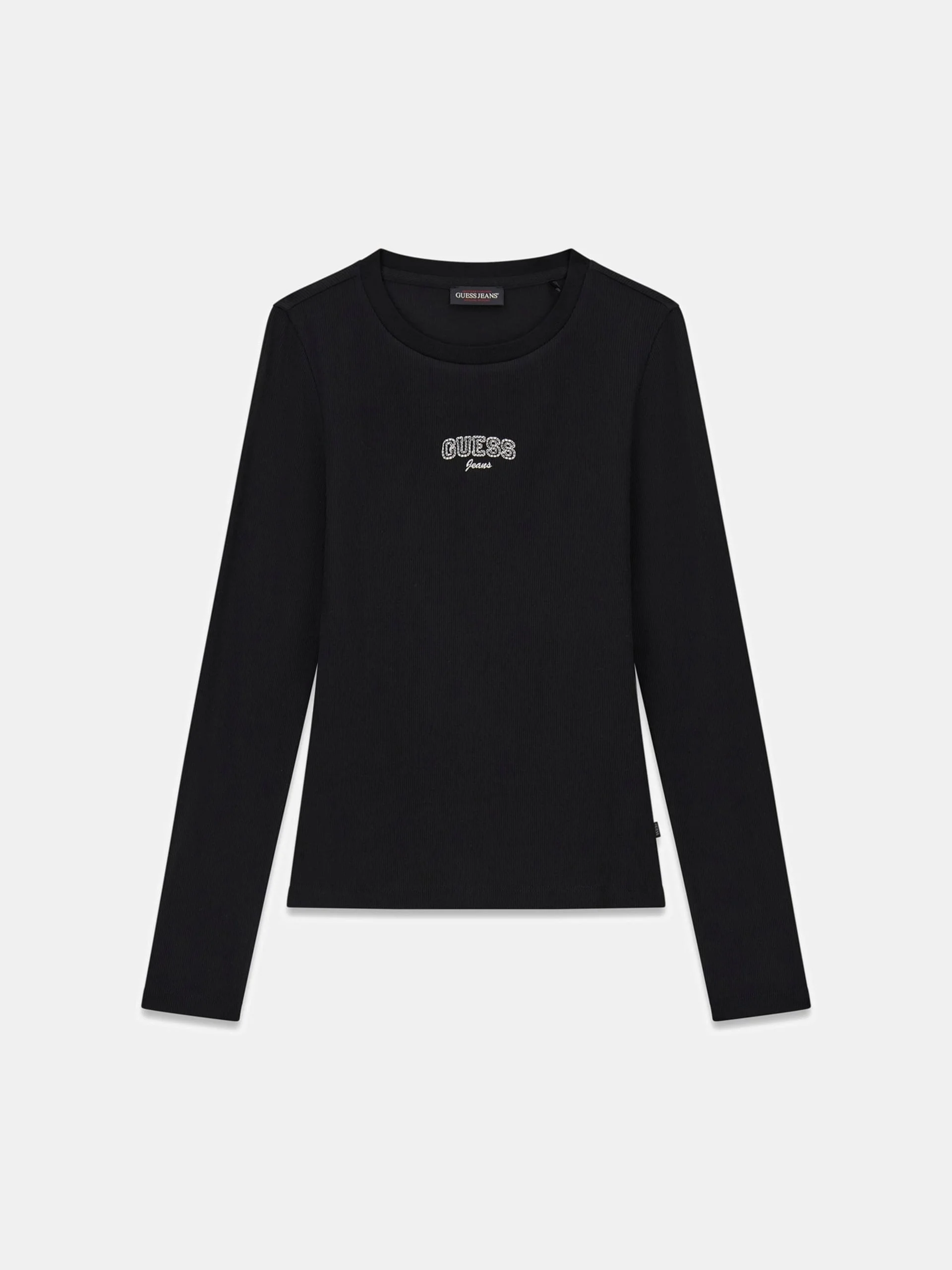 Guess GJ Uzun Kollu Bisiklet Yaka Nakışlı Dar Kesim Kadın Siyah Top W6RP22KA0H1-JBLK