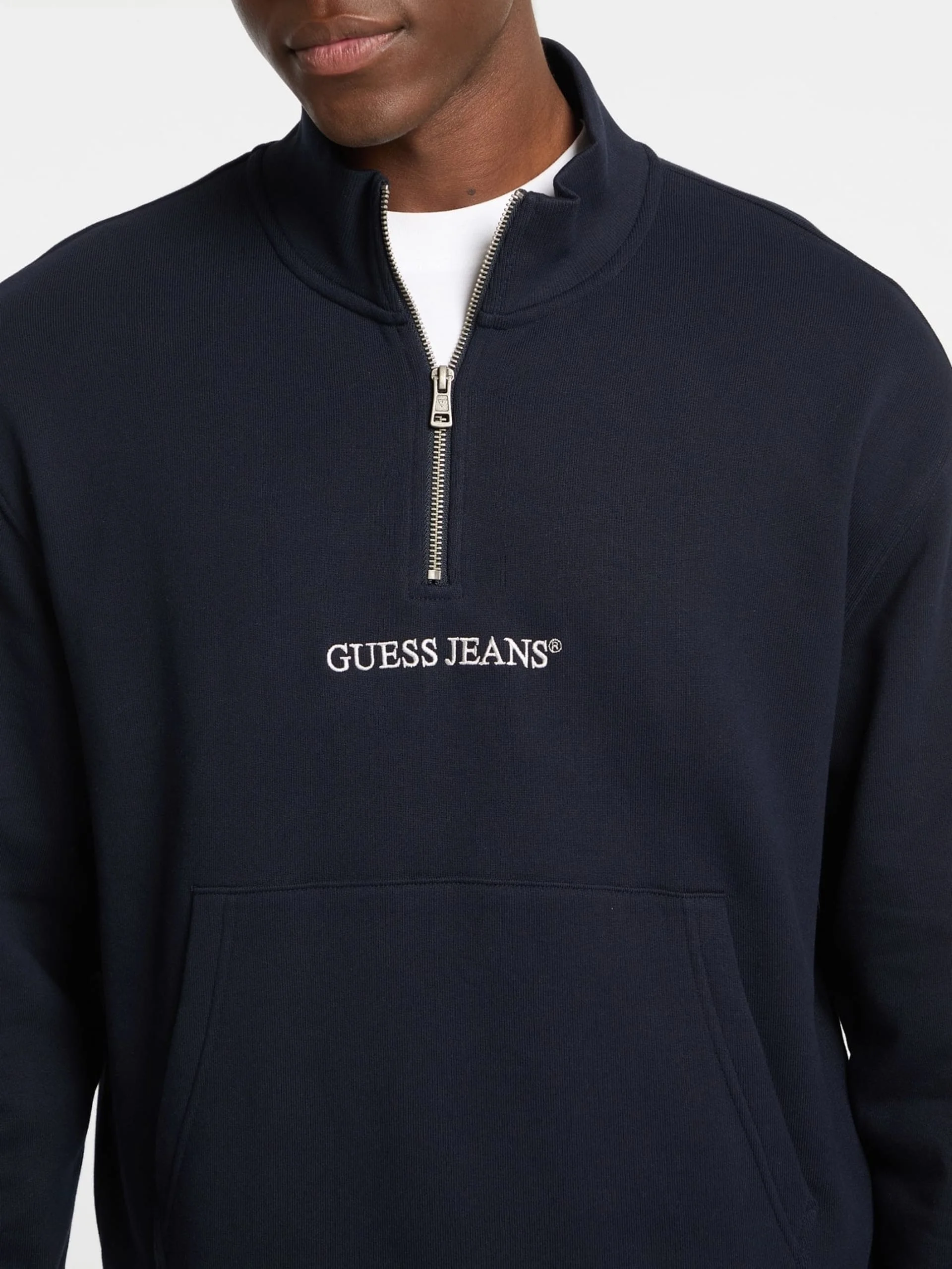Guess GJ Yarım Fermuarlı Normal Kesim Nakışlı Erkek Lacivert Sweatshirt M5RQ42KCPR1-A71W