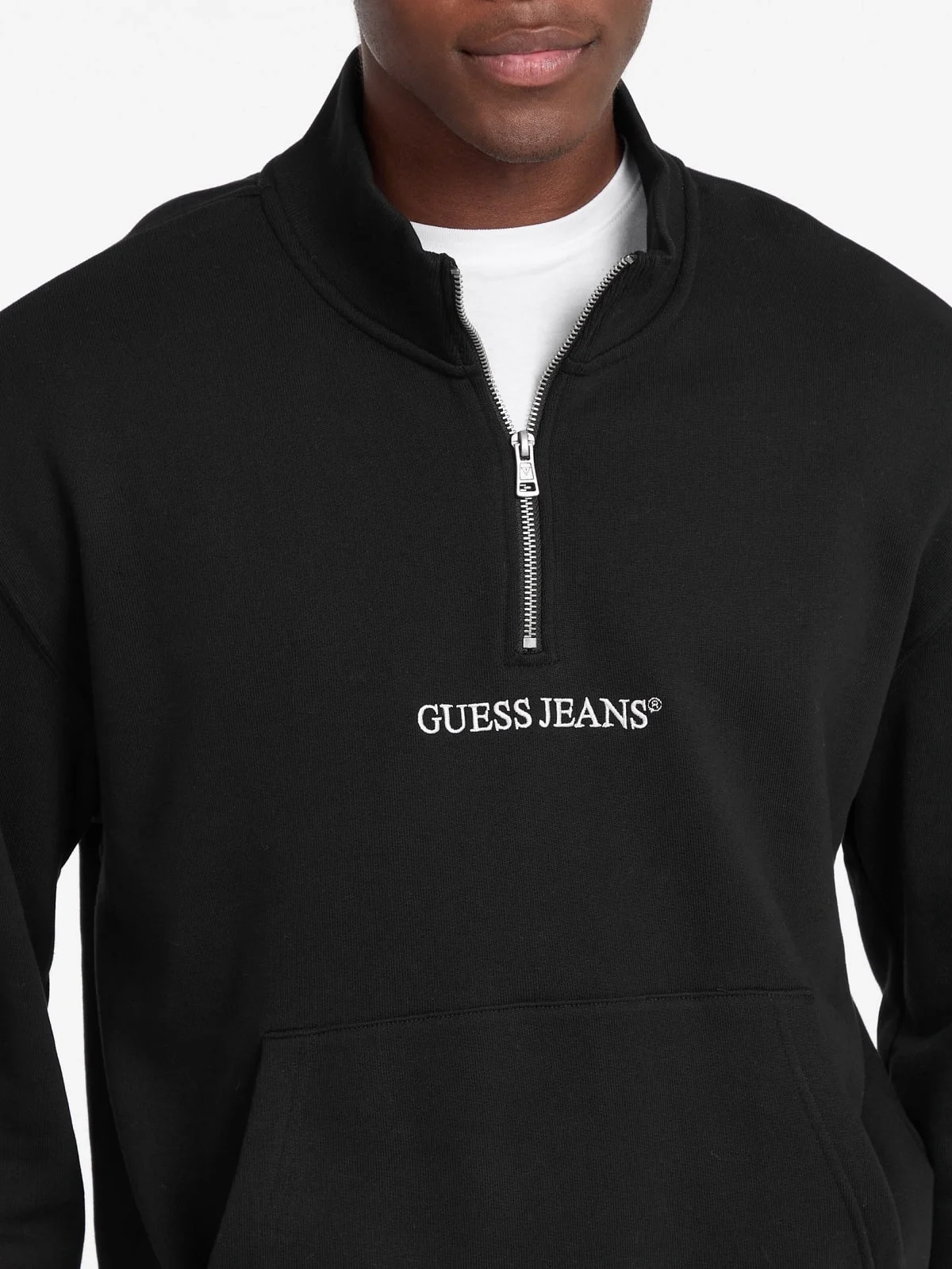 Guess GJ Yarım Fermuarlı Normal Kesim Nakışlı Erkek Siyah Sweatshirt M5RQ42KCPR1-JBLK