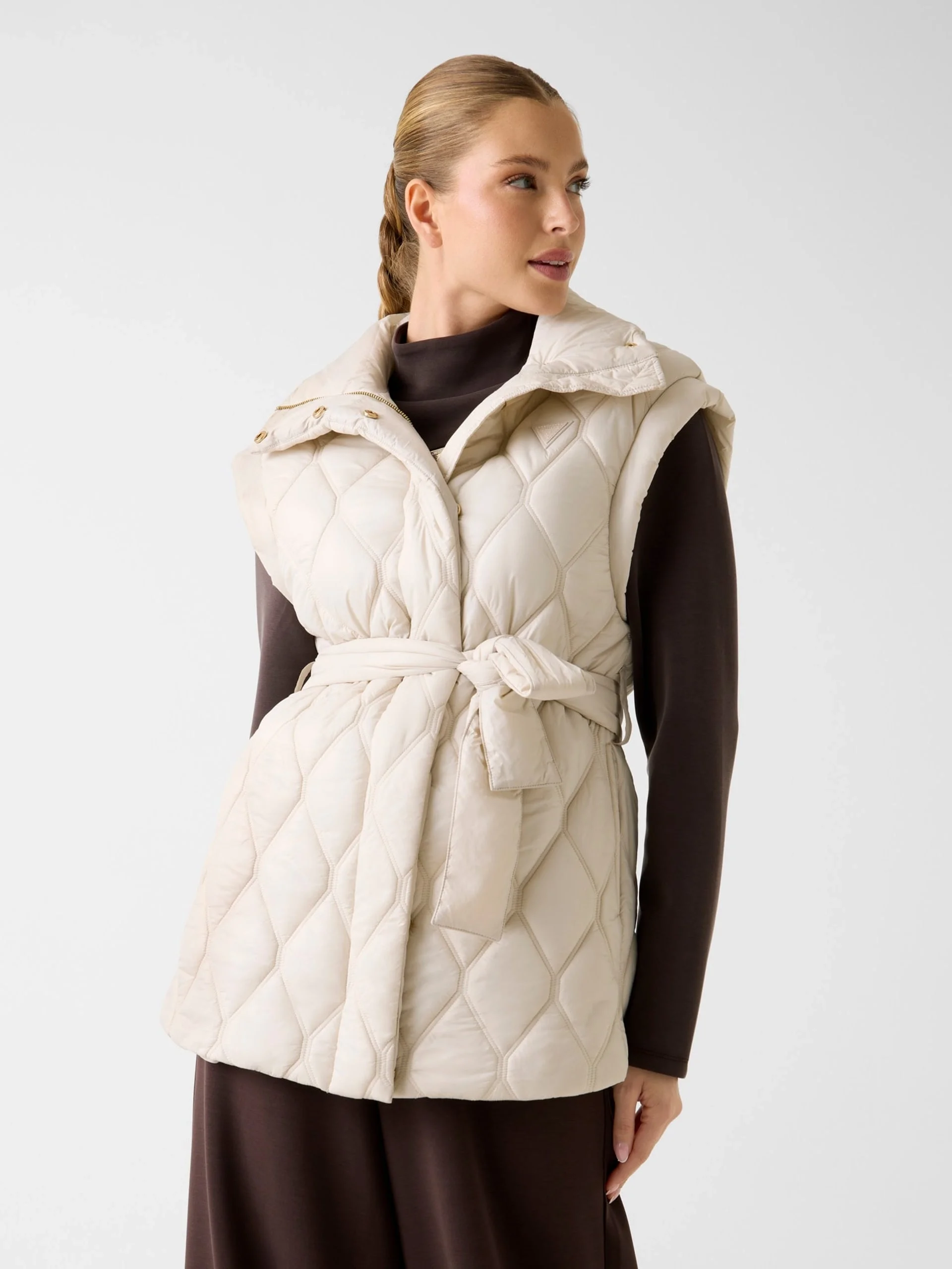 Guess Hilma Kolsuz Şişme Kadın Bej Yelek V6RN01WL832-G9L9